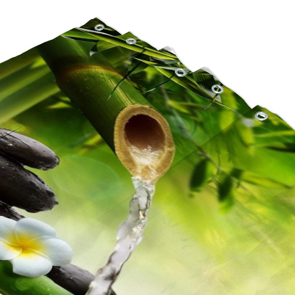 Waterproof Polyester Shower Curtain with 12 Hooks - Bamboo Forest & Running Water Design - 60x72 Inch Machine Washable Bathroom Decor - Perfect for Modern Bathrooms, Spa Retreats, and Hotel Style Showers