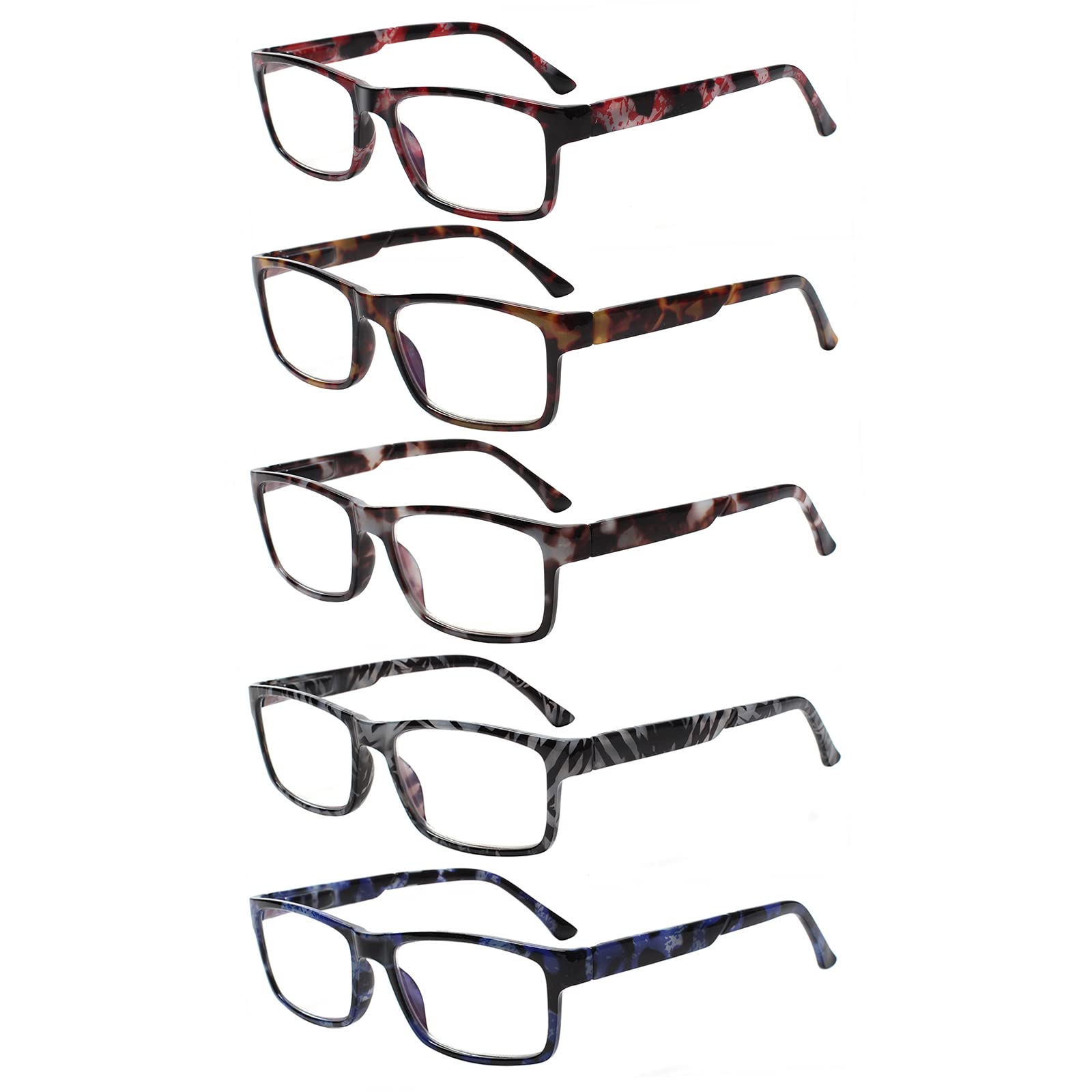 5-Pack Blue Light Blocking Reading Glasses for Women & Men - Anti-Eyestrain Computer Glasses with UV Protection - Perfect for Office Work, Gaming & Screen Time