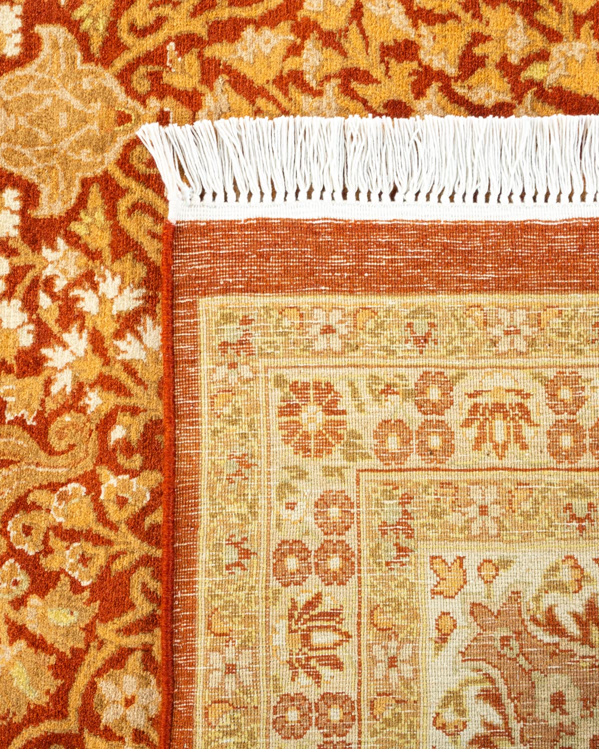 Handmade Hand-Knotted Wool Oriental Mogul Orange 8x10 Area Rug - Unique Traditional Design for Living Room, Bedroom & Dining Room Decor