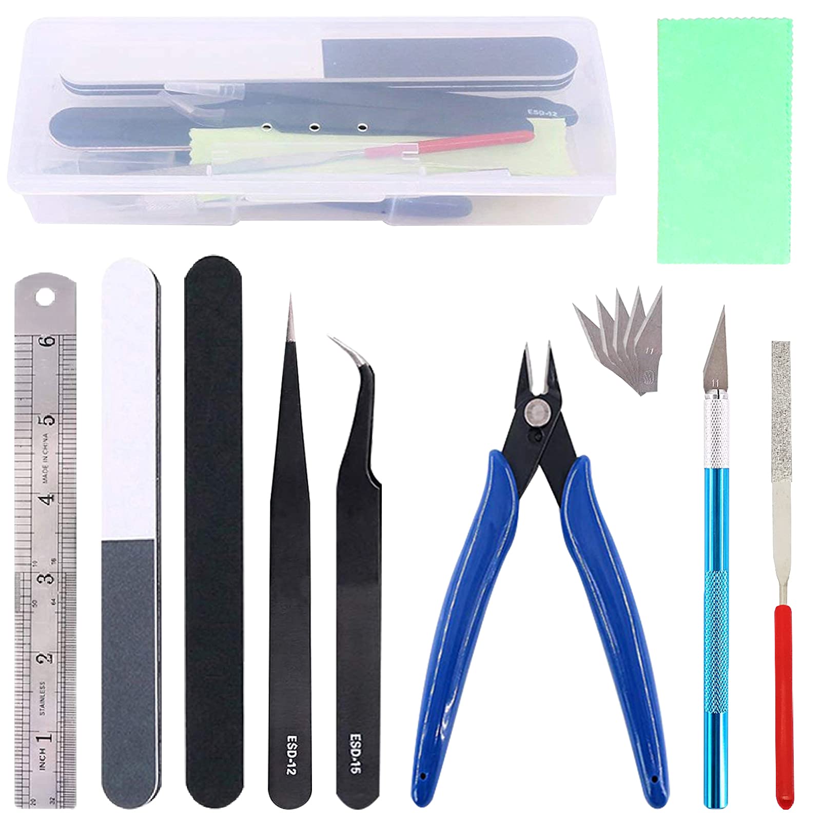 14-Piece Gundam Model Building Tool Kit - Premium Gunpla Tools Set for Bandai Hobby Kits | Perfect for Airplane, Car & Plastic Model Assembly & Repair | Essential for Beginners & Professional Modelers