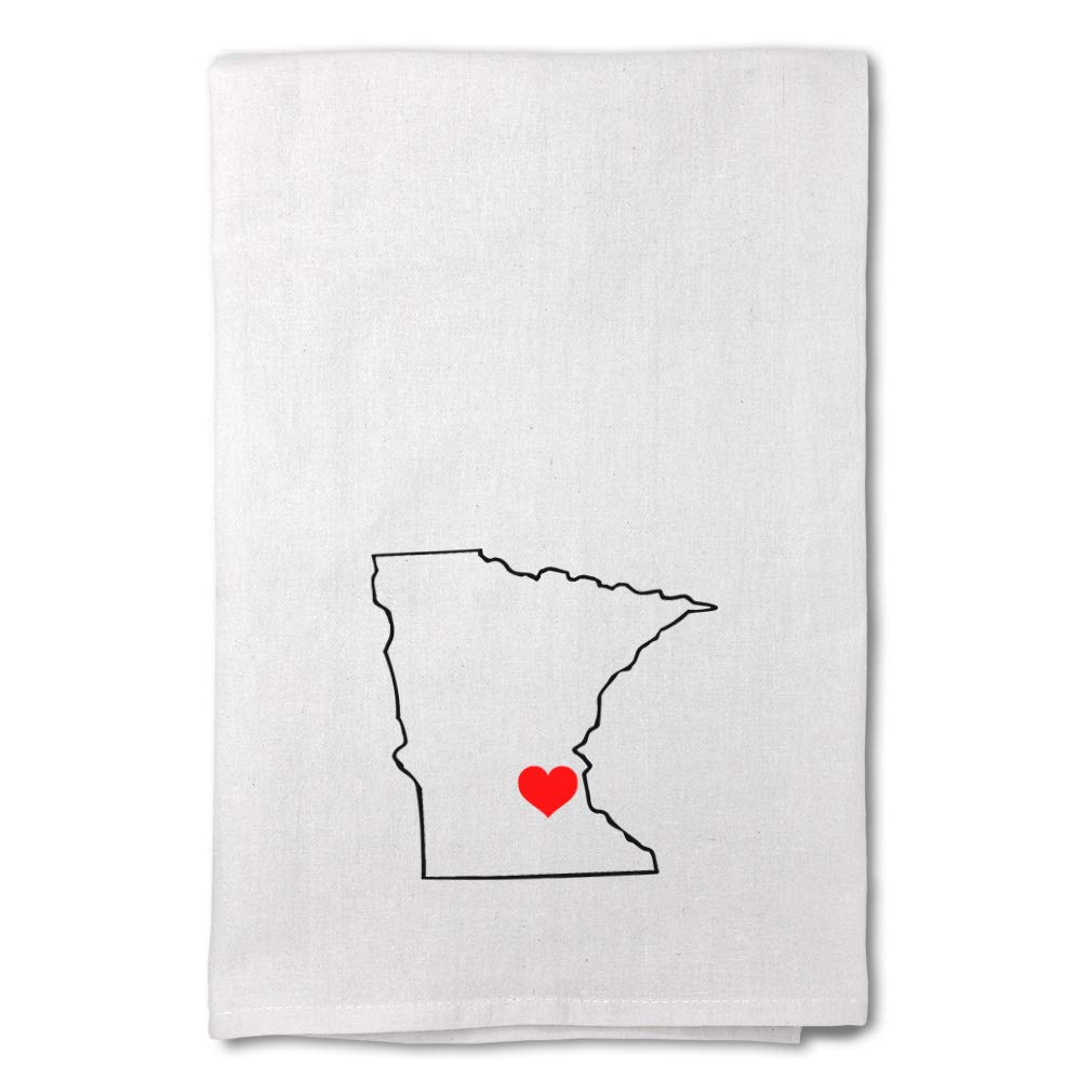 Custom Printed Minnesota Heart Love States Flour Sack Kitchen Towels - Absorbent Dish Towels for Cooking, Baking & Kitchen Decor - Perfect for Home, Gifting & Farmhouse Style