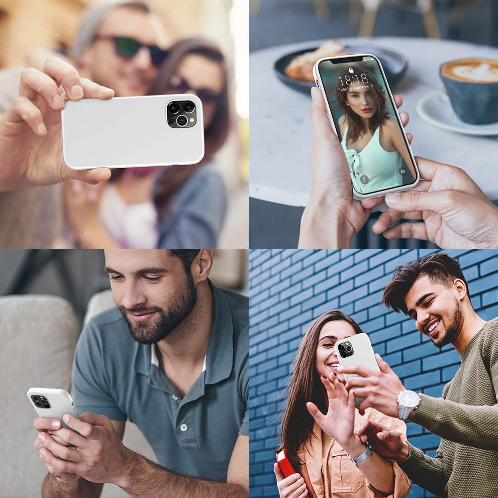 DTTO Shockproof Silicone Case for iPhone 12 Pro Max (6.7 inch 2020) - Full Body Protection with Honeycomb Cushion & Raised Camera/Screen Edges - Slim Fit Soft Rubber Cover (White) | Perfect for Outdoor Activities, Travel & Daily Use