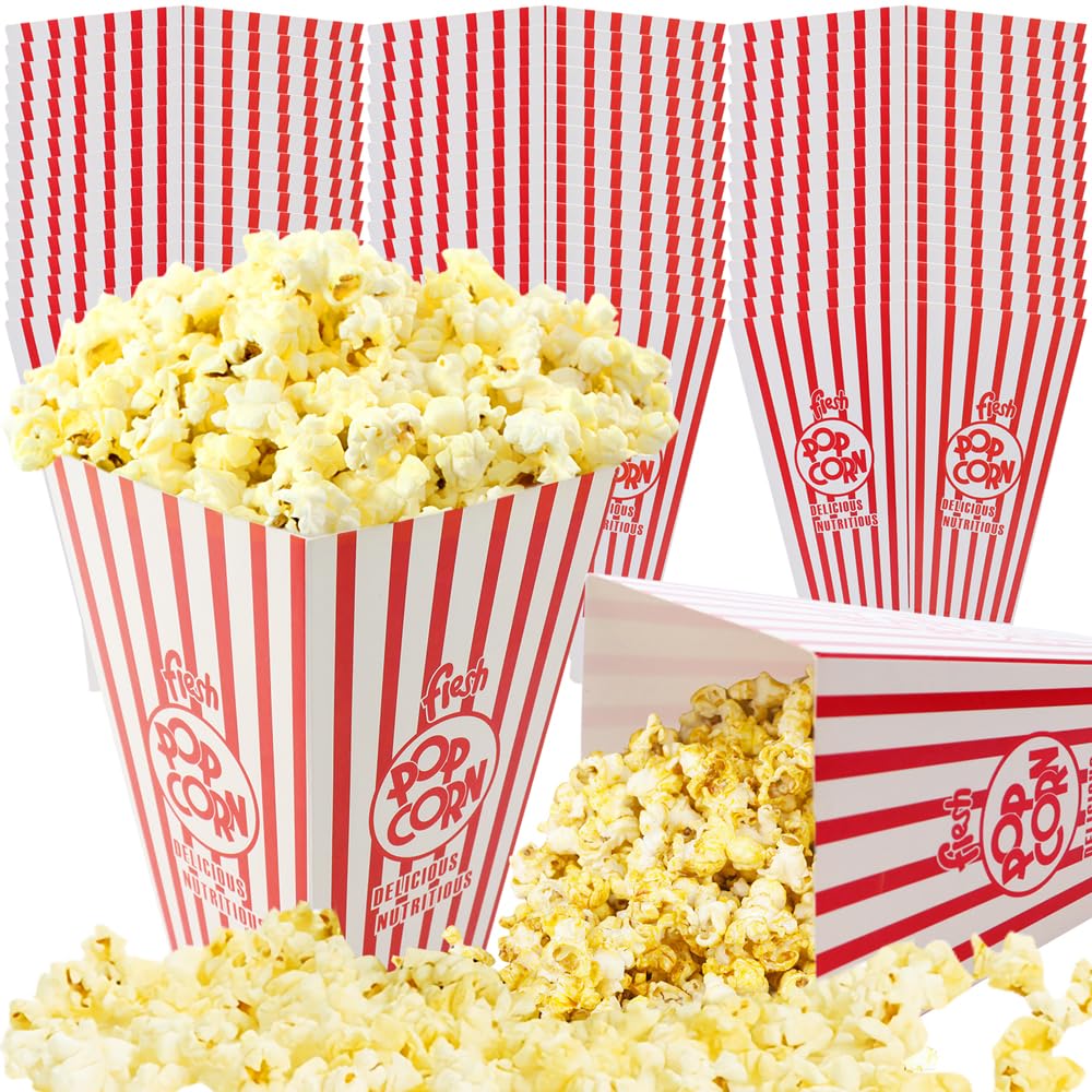50-Pack Disposable Grease-Resistant Paper Popcorn Bags for Popcorn Machines - Perfect for Movie Nights, Birthday Parties, Christmas, Thanksgiving & Carnival Events