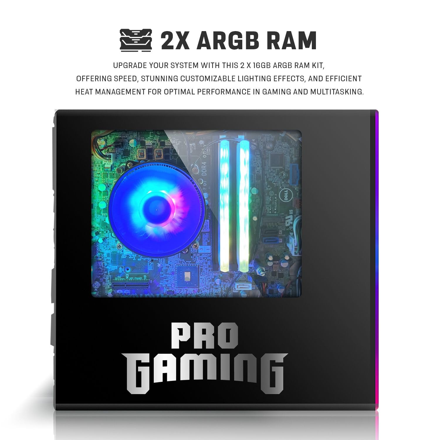 TechMagnet RGB Gaming Desktop PC - Intel Core i5, 16GB ARGB RAM, 256GB SSD, NVIDIA GT-1030, 27