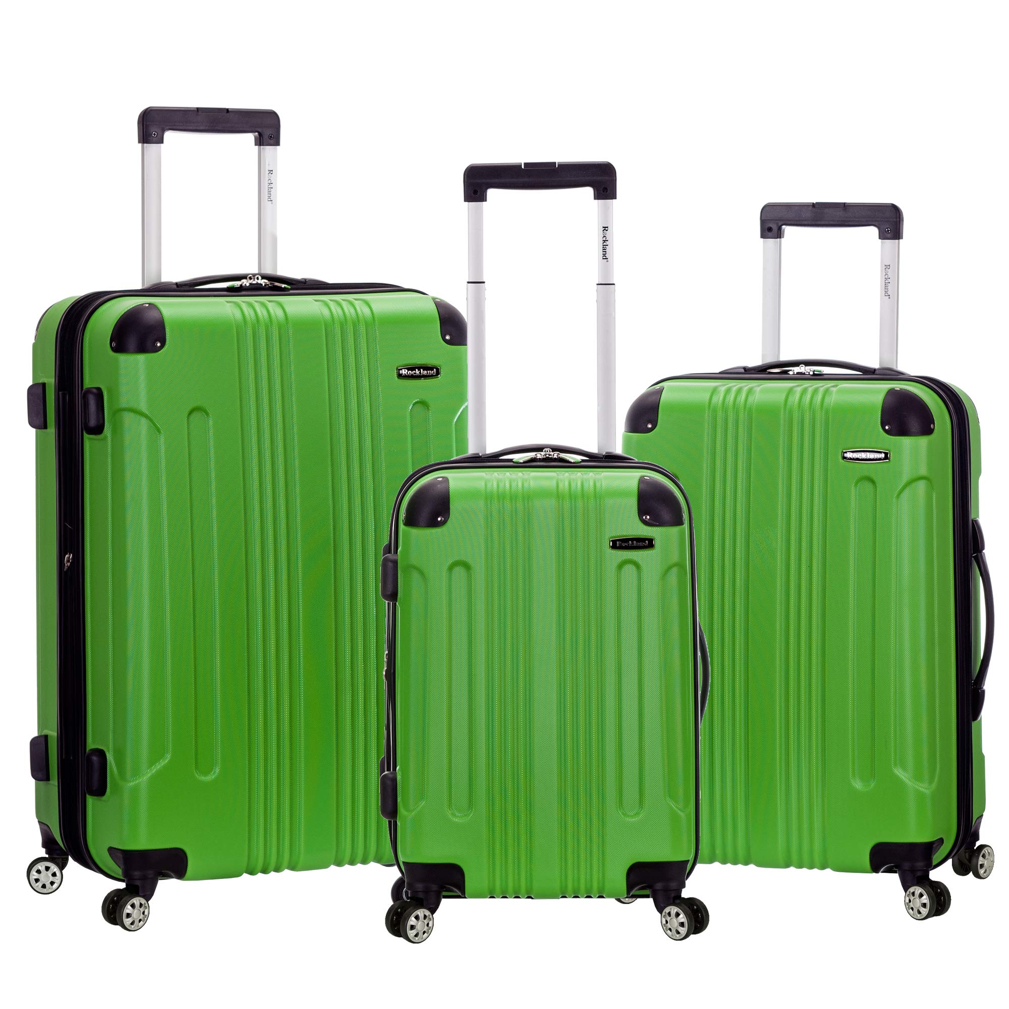 Rockland London 28-24-20 Inch Expandable Hardside Spinner Luggage Suitcase - Lightweight Durable Green Checked Bag for Travel, Business Trips & Vacations