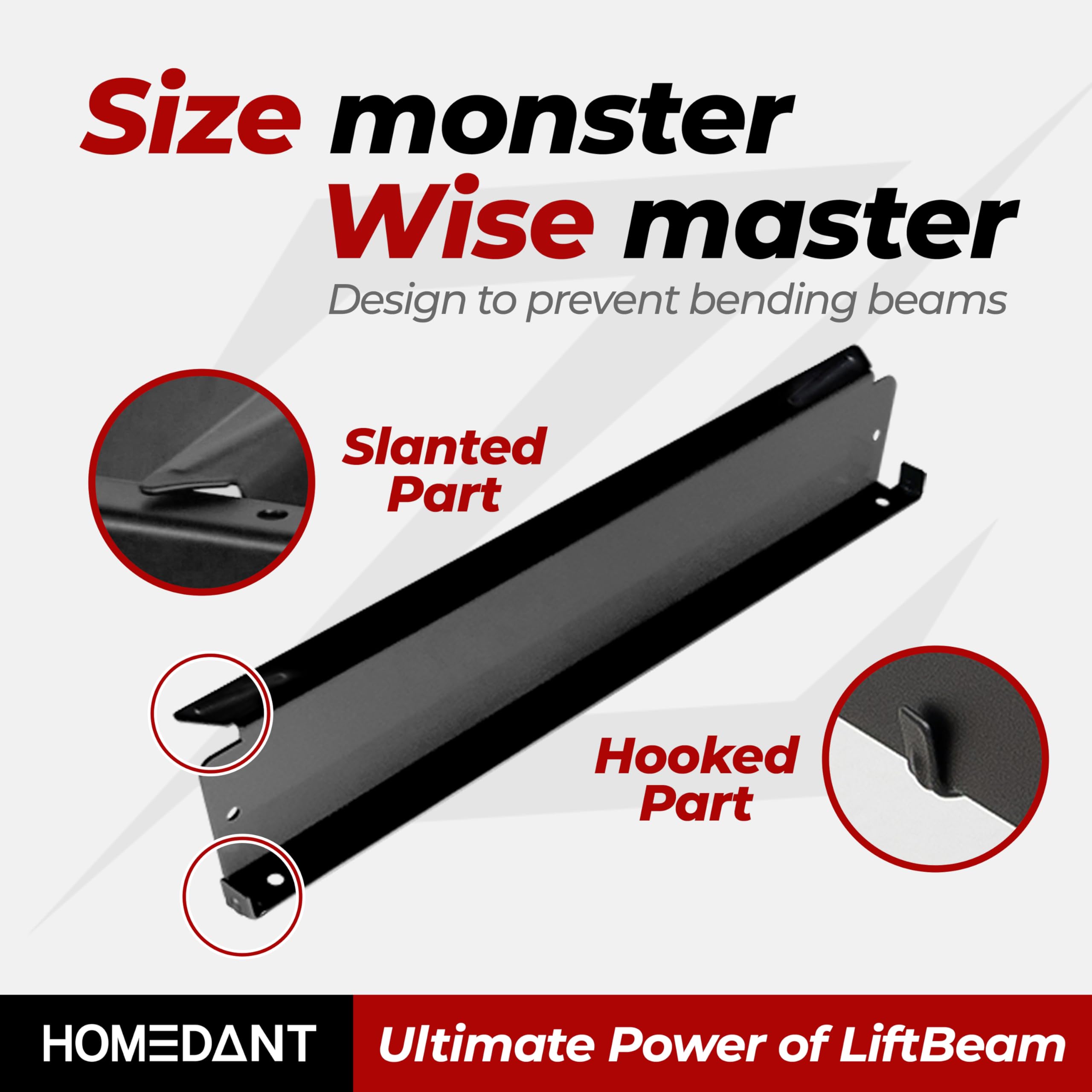HOMEDANT Z 450 Heavy Duty Metal Support Beam for Garage Shelving - 2-Pack Black Steel Reinforcement Brackets to Strengthen Shelves | Perfect for Garage Storage, Workshop Organization & Industrial Shelving Systems