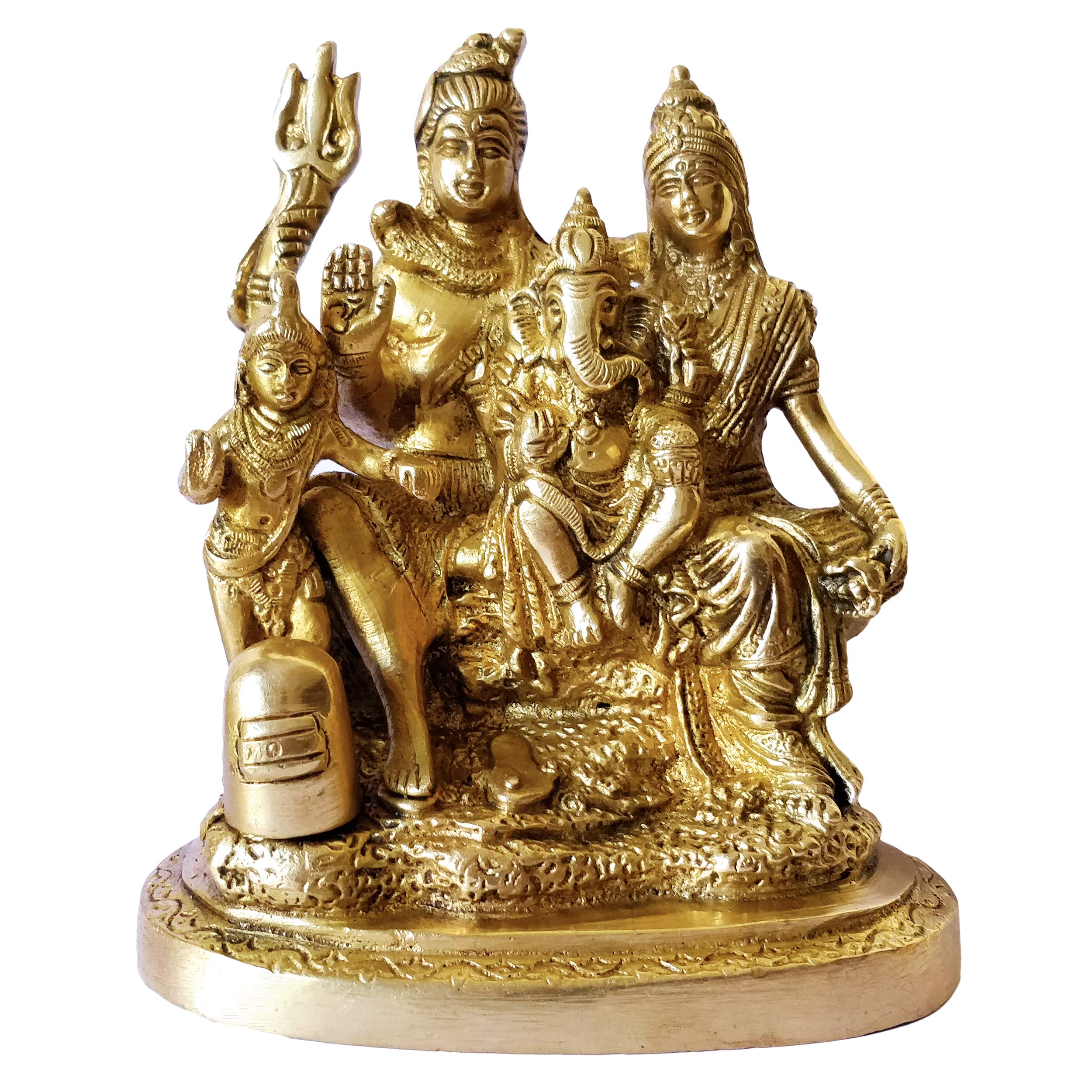 Handcrafted Brass Statue of Lord Shiva, MATA Parvati, Ganesha & Kartikeya - Hindu God Idol for Pooja Mandir, Home Decor & Spiritual Gifts - Perfect for Meditation, Worship & Indian Festival Celebrations