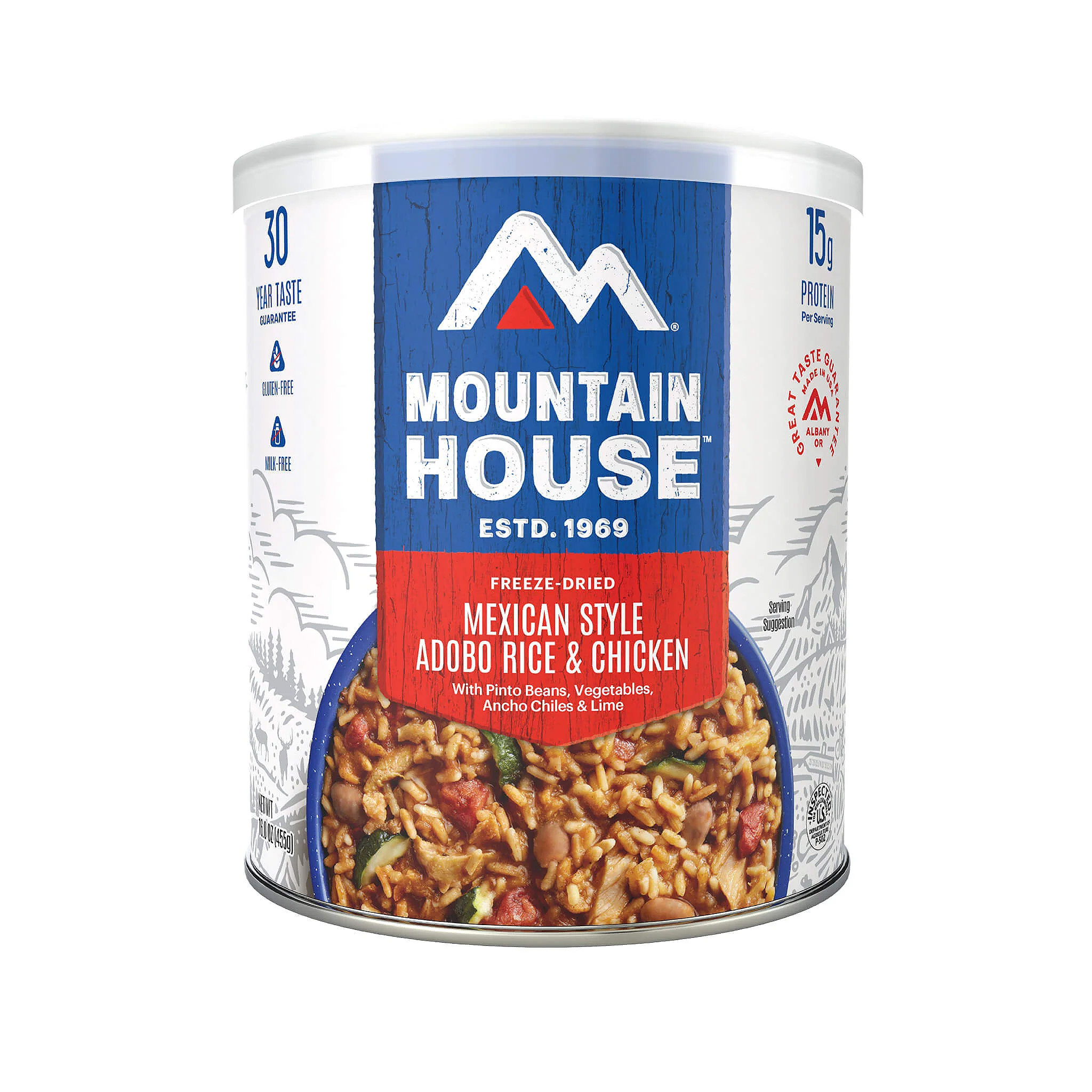 Mountain House Mexican Style Adobo Rice with Chicken - Freeze Dried Camping Food - Emergency Survival Meal - #10 Can for Backpacking, Hiking & Outdoor Adventures