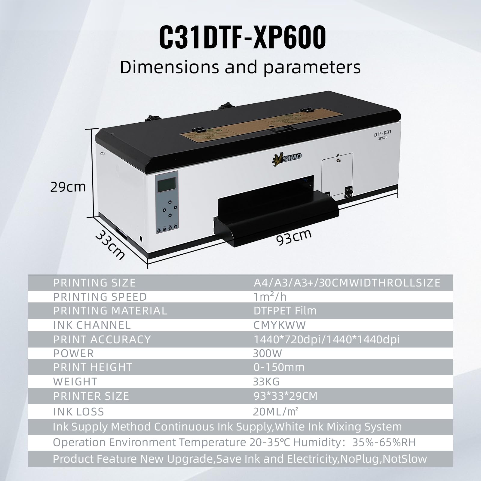 A3 XP600 DTF Printer for T-Shirt Printing - Direct to Film Printer with Continuous Ink Supply System, White Ink Mixing & Automatic Cleaning - DIY T-Shirt & Fabric Printing Machine (A3 Printer + 500ml×6 Ink) - Perfect for Custom Apparel, Home Business & Small Batch Clothing Production