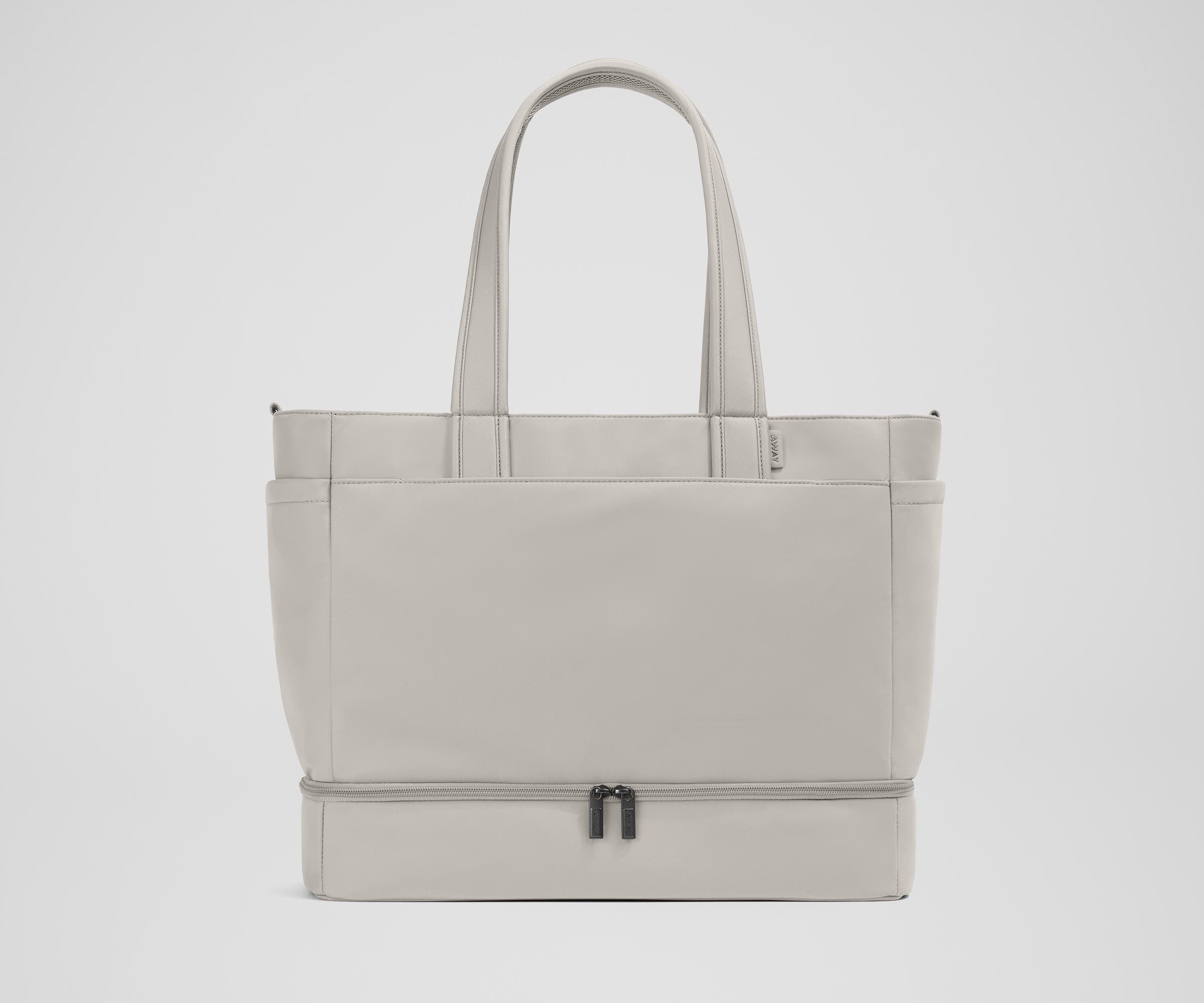 Premium Double Diaper Tote Bag in Cloud Gray - Stylish & Spacious Baby Essentials Organizer for Moms on the Go - Perfect for Daycare, Travel & Shopping Trips