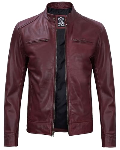 Maroon - Ddge Mens Leather Jacket
