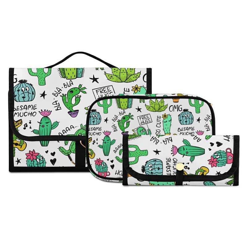 Portable 3-Piece Clear Travel Toiletry Bag Set - Cactus & Succulent Themed Hanging Cosmetic Organizer for Bathroom, Gym, and Vacation | Waterproof Makeup Pouch for Women & Men