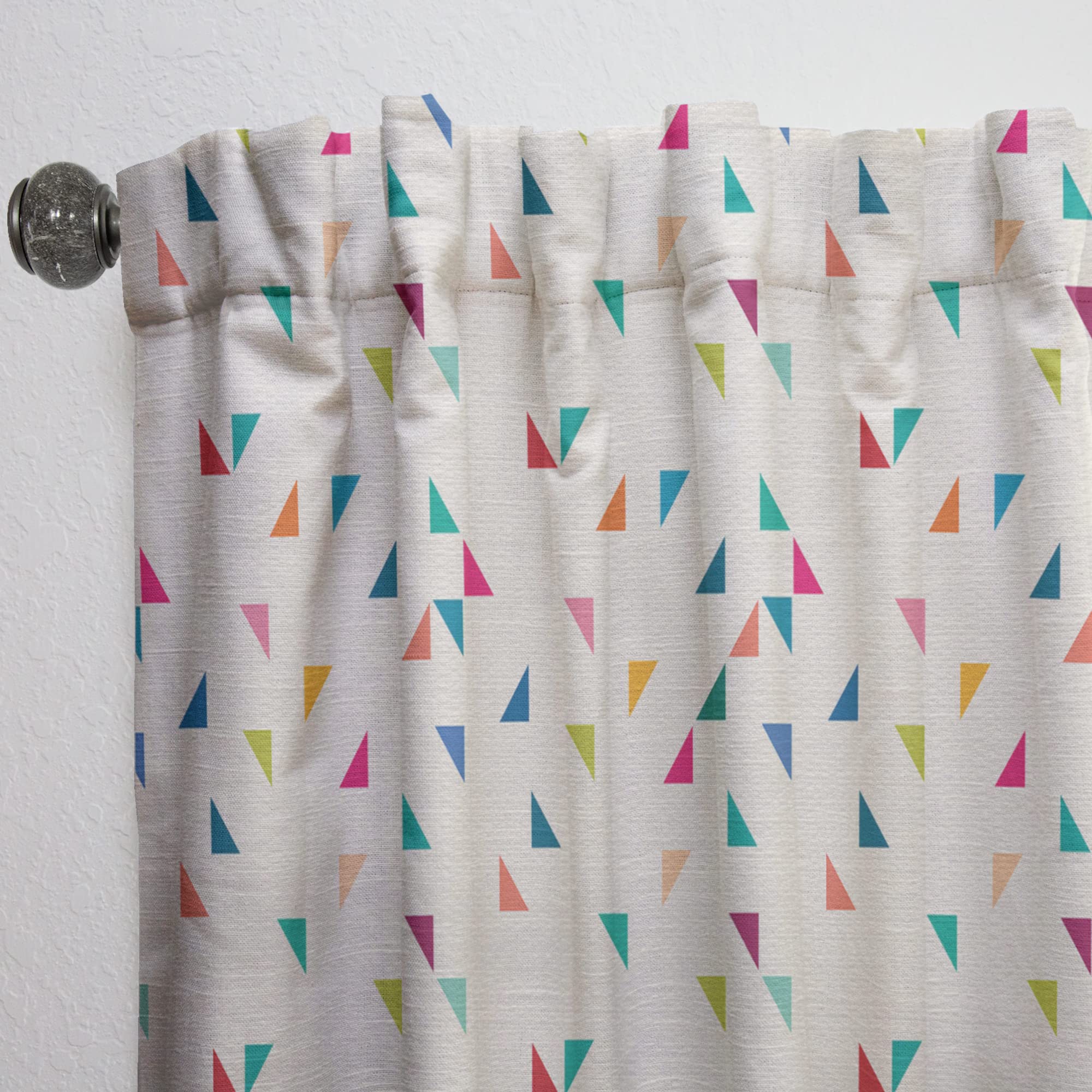 Abstract Geometric Triangle Retro Design Thermal Insulated Curtains - Single Panel 52x84 Inches for Bedroom & Living Room - Blackout Drapes for Home Decor, Noise Reduction & Energy Efficiency
