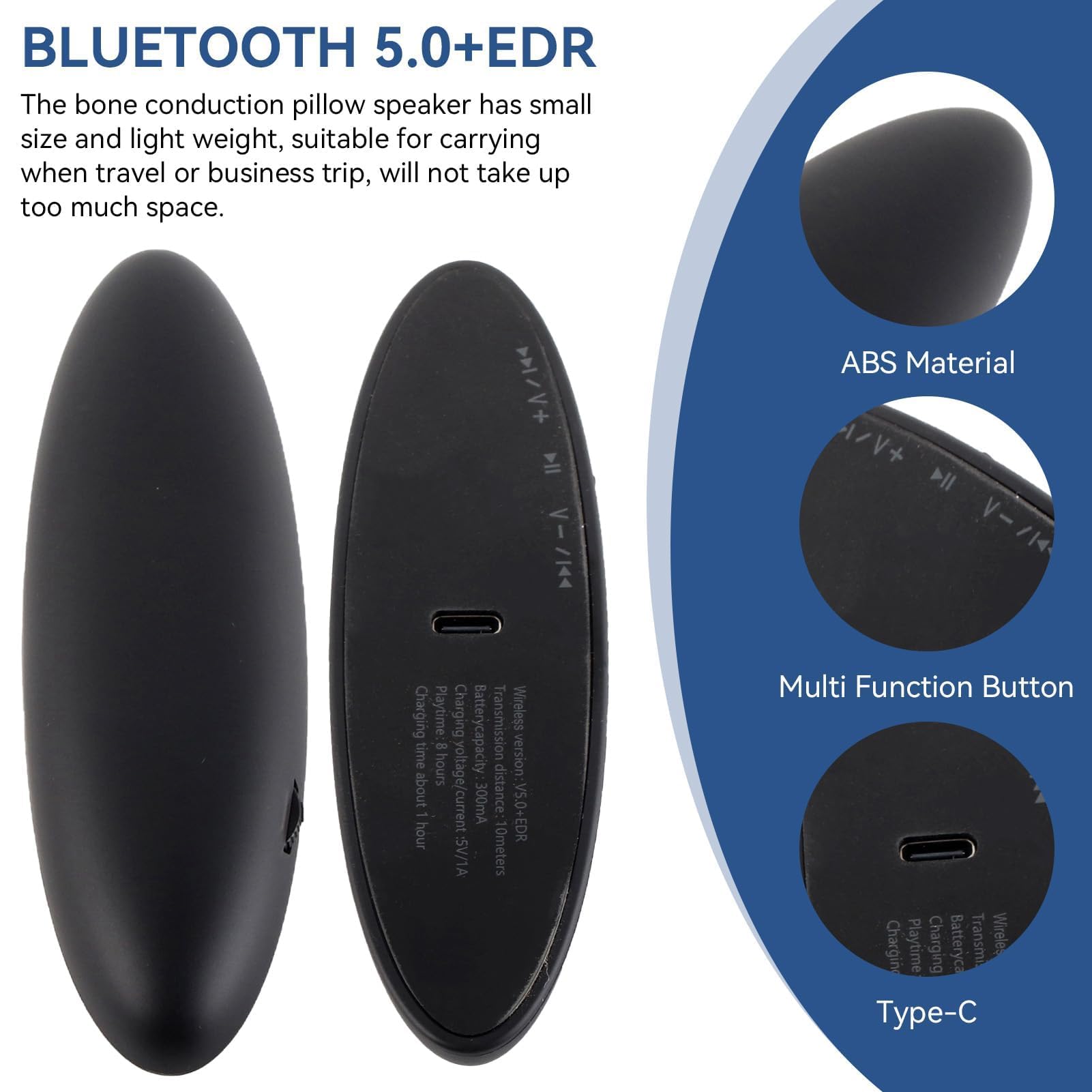 Cyrank Bone Conduction Pillow Speaker - Wireless Bluetooth Sleep Headphones with Stereo Bass for Deep Sleeping | Perfect for Nighttime Relaxation, Meditation & Insomnia Relief