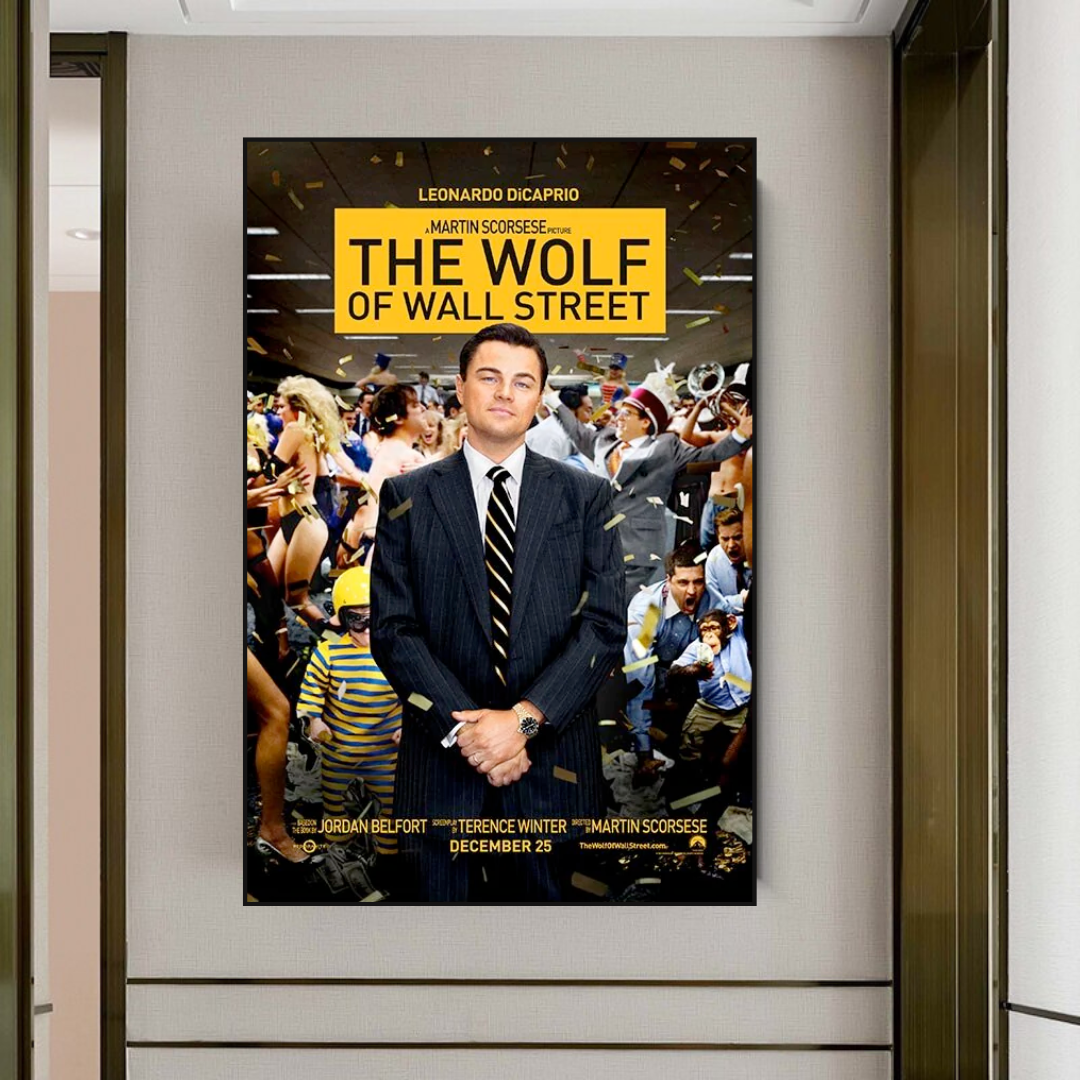 The Wolf of Wall Street Leonardo DiCaprio Canvas Wall Art Print - Premium Movie Poster for Home, Office & Theater Decor