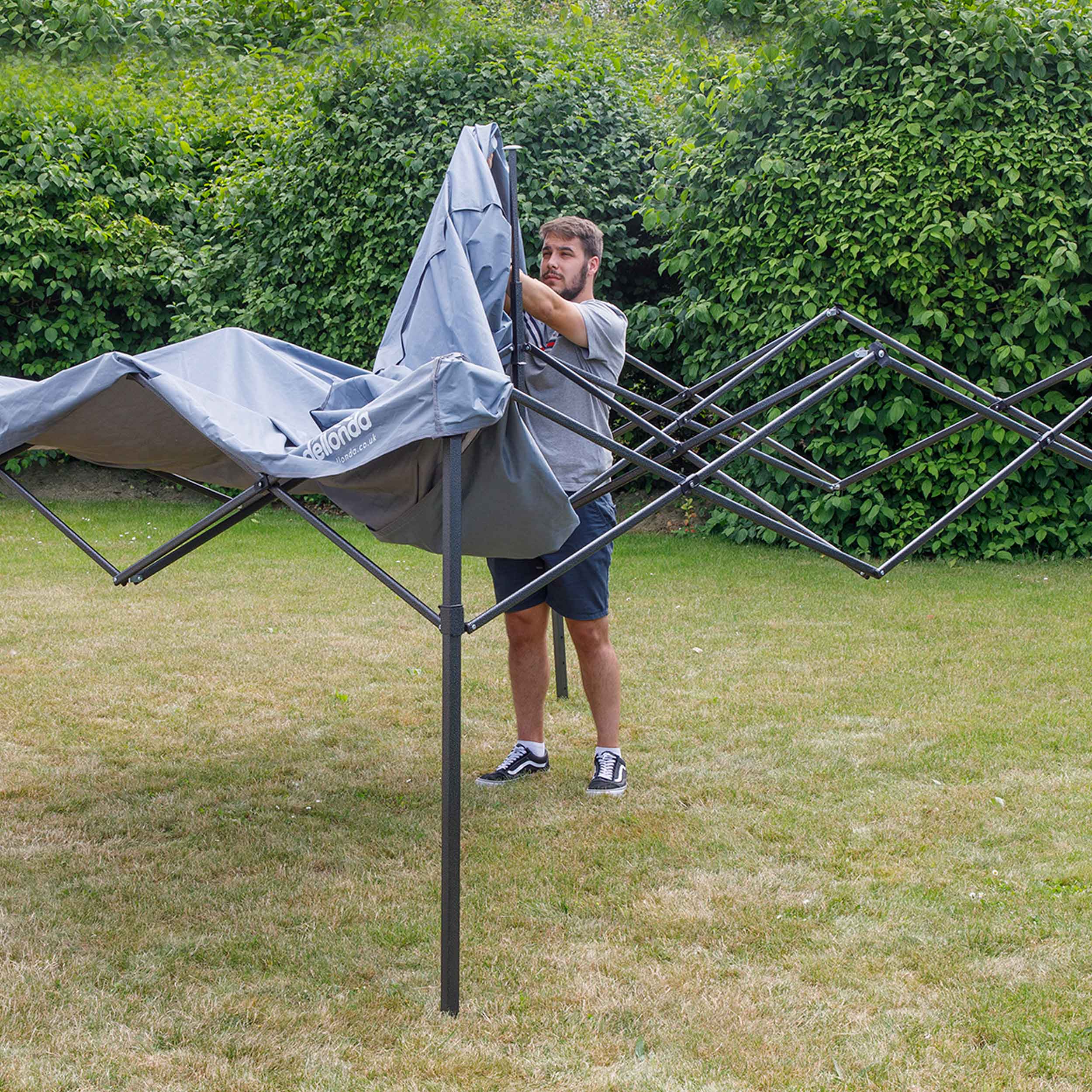 Premium 3x3m Pop Up Gazebo with Water Resistant Canopy - Includes Carry Bag, Stakes & Weight Bags (Grey, DG133) - Perfect for Backyard BBQs, Camping Trips & Outdoor Events