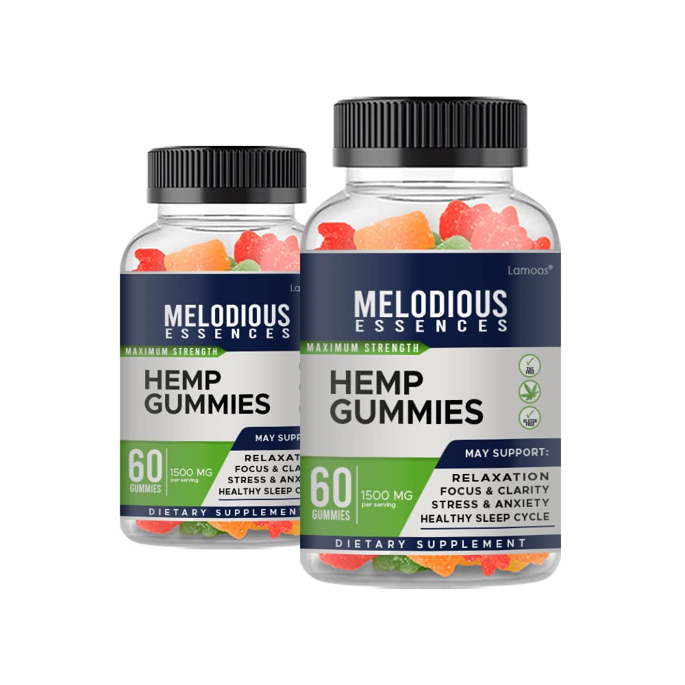 Melodious Essences Hemp Gummies (2 Pack, 120 Count) - Premium CBD Gummy Bears for Relaxation & Stress Relief - Perfect for Daily Wellness Routine & Nighttime Relaxation