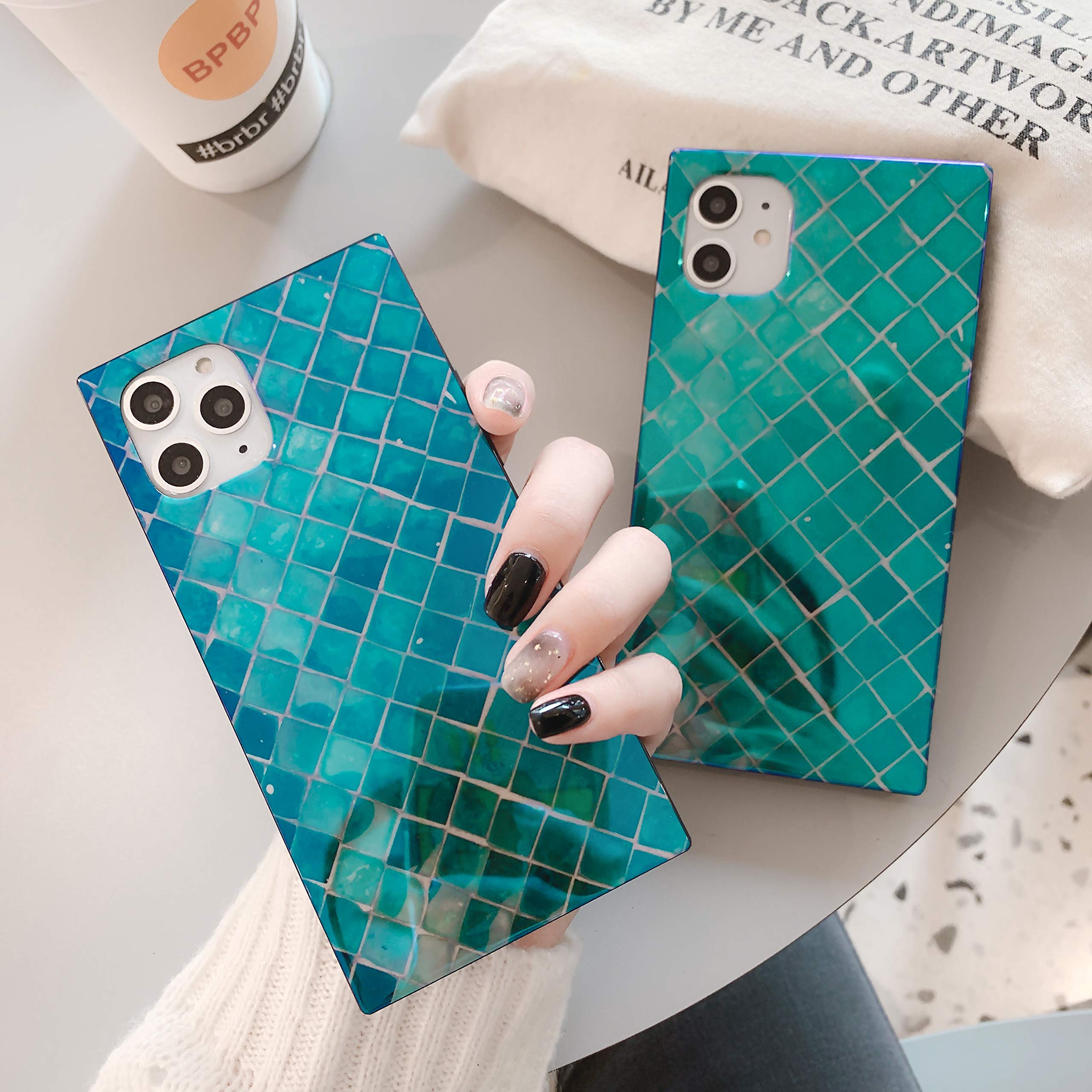 Shimmering Mermaid Scale Phone Case for iPhone 12 Pro Max - Holographic Sea Blue TPU Cover with Emerald Glossy Finish | Perfect for Beach Parties, Summer Outings & Mermaid-Themed Events