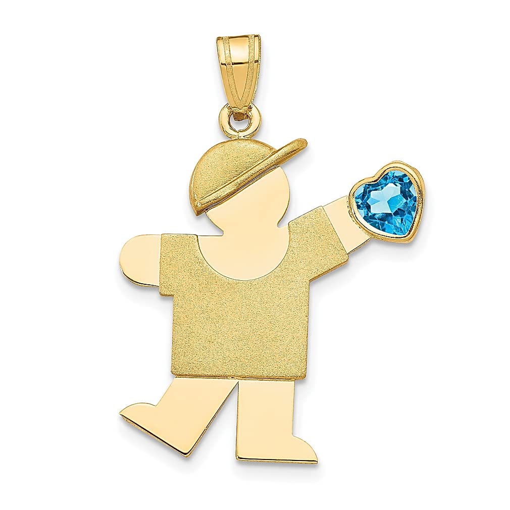14K Yellow Gold Cubic Zirconia December Birthstone Charm Necklace for Women & Kids - Perfect Birthday Gift, Christmas Present & Special Occasion Jewelry