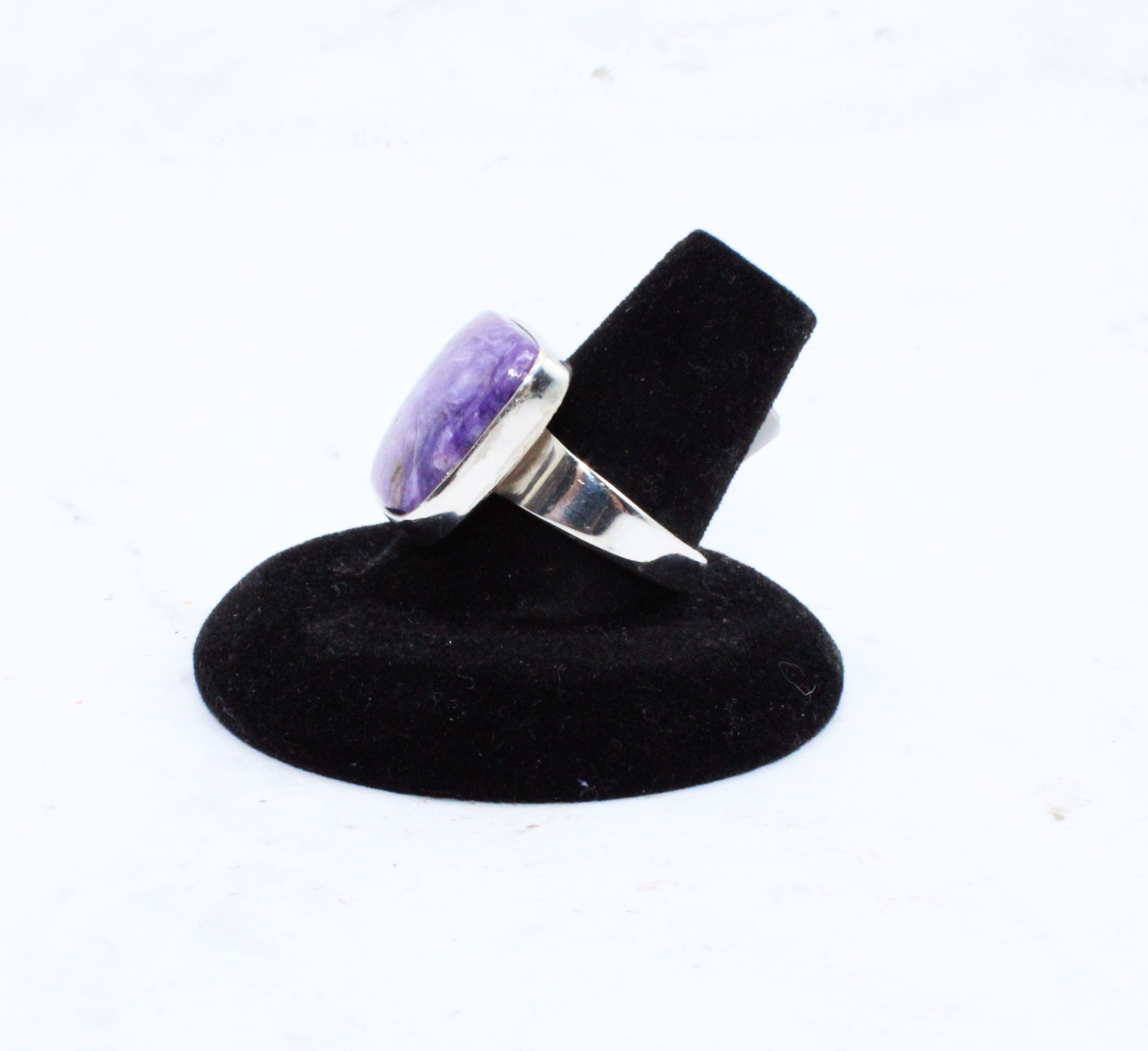 Charoite Ring Size 8.5 - Genuine Purple Gemstone Silver Jewelry for Women - Perfect for Spiritual Healing, Meditation & Elegant Occasions