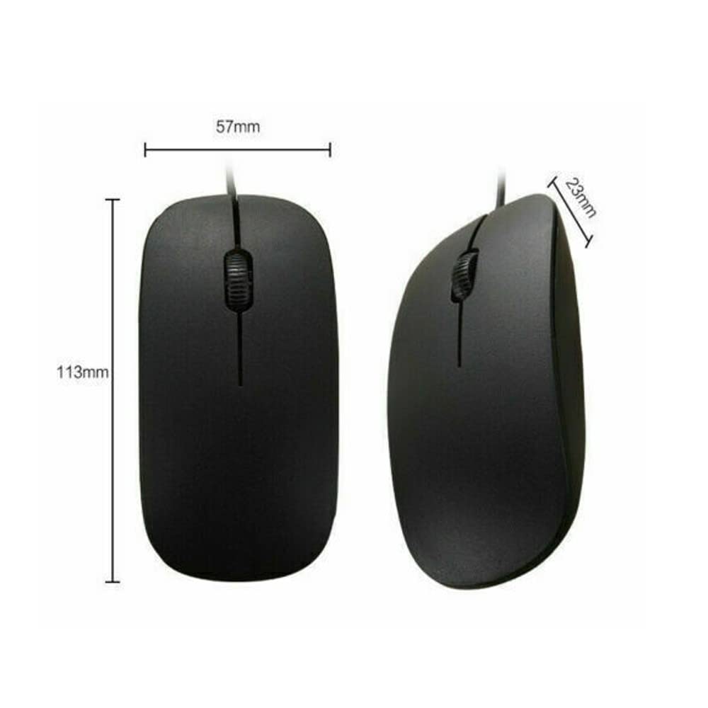 Ergonomic Wired USB Optical Mouse for PC & Laptop - Comfortable Scroll Wheel Black Mice for Office, Gaming, and Home Use