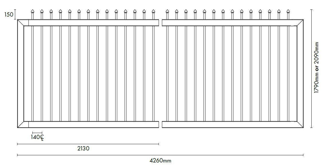 Zeus Heavy Duty Steel Sliding Gate Kit - 1790MM or 2090MM Height x 4260MM Width - Perfect for Driveway Security, Farm Access & Property Protection
