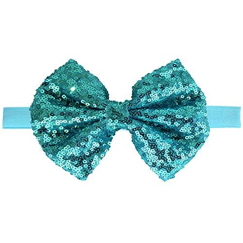 BELICIA 6 Pcs Baby Girls Headbands - Sparkly Glitter Sequin Hair Bows for Toddlers, Infants & Newborns | 4'' Big Boutique Bling Elastic Hair Accessories | Perfect for Birthday Parties, Photo Shoots & Daily Wear