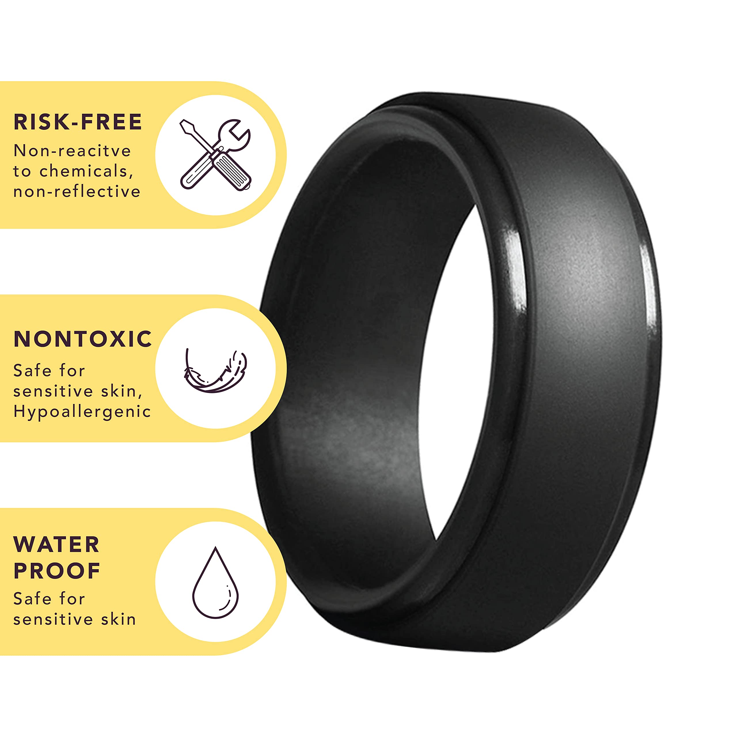 Custom Engraved Silicone Wedding Rings for Men & Women - Personalized Rubber Wedding Bands for Couples - Perfect for Active Lifestyles, Gym, Swimming & Outdoor Adventures