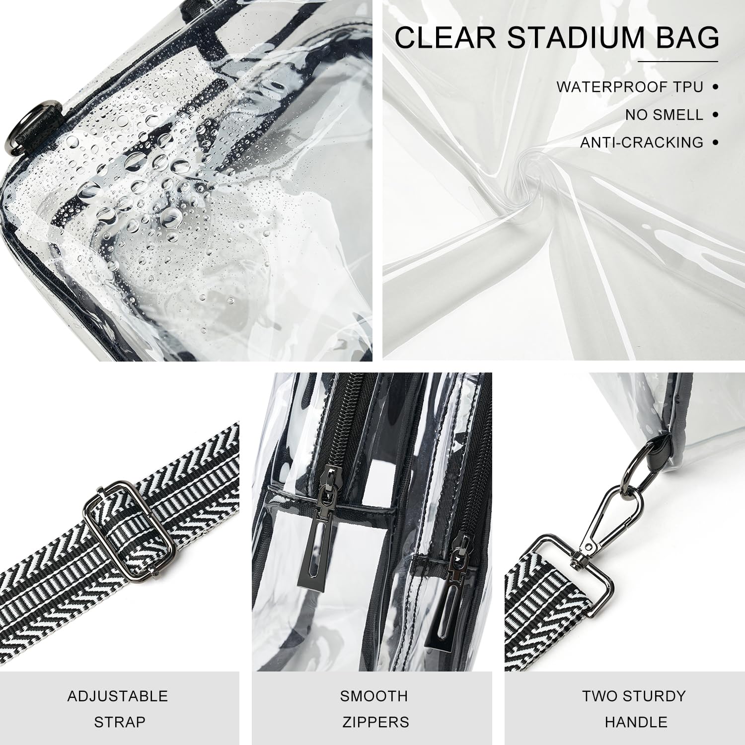 **Clear Stadium Bag for Women - Transparent Crossbody Purse for Concerts, Sports Events & Security Check - Perfect for Music Festivals, NFL Games & Theme Parks**