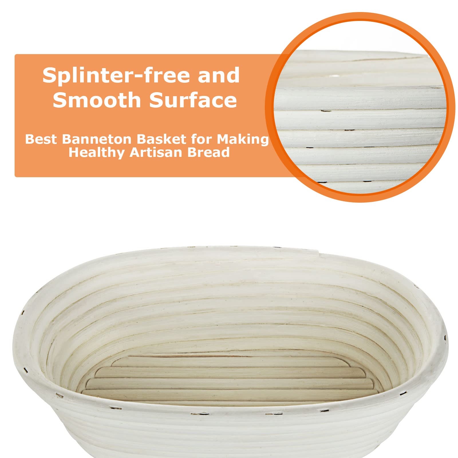 10 Inch Oval Bread Proofing Basket Set of 2 - Professional & Home Sourdough Baking Baskets for Artisan Bread Making - Perfect for Sourdough, Baguettes, and Homemade Bread Baking