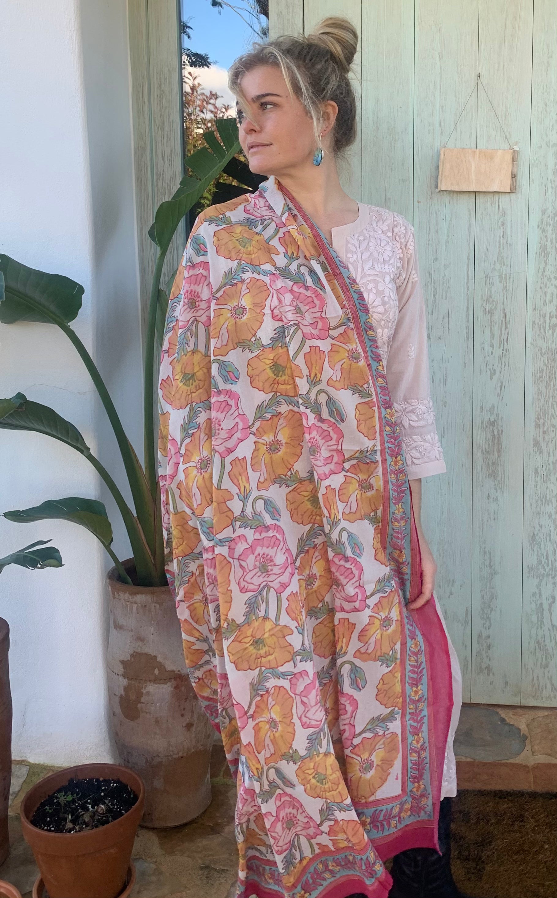 Stylish Block Print Cotton Sarong Pareo Shawl - New Collection | Perfect for Beach, Pool, and Summer Outfits
