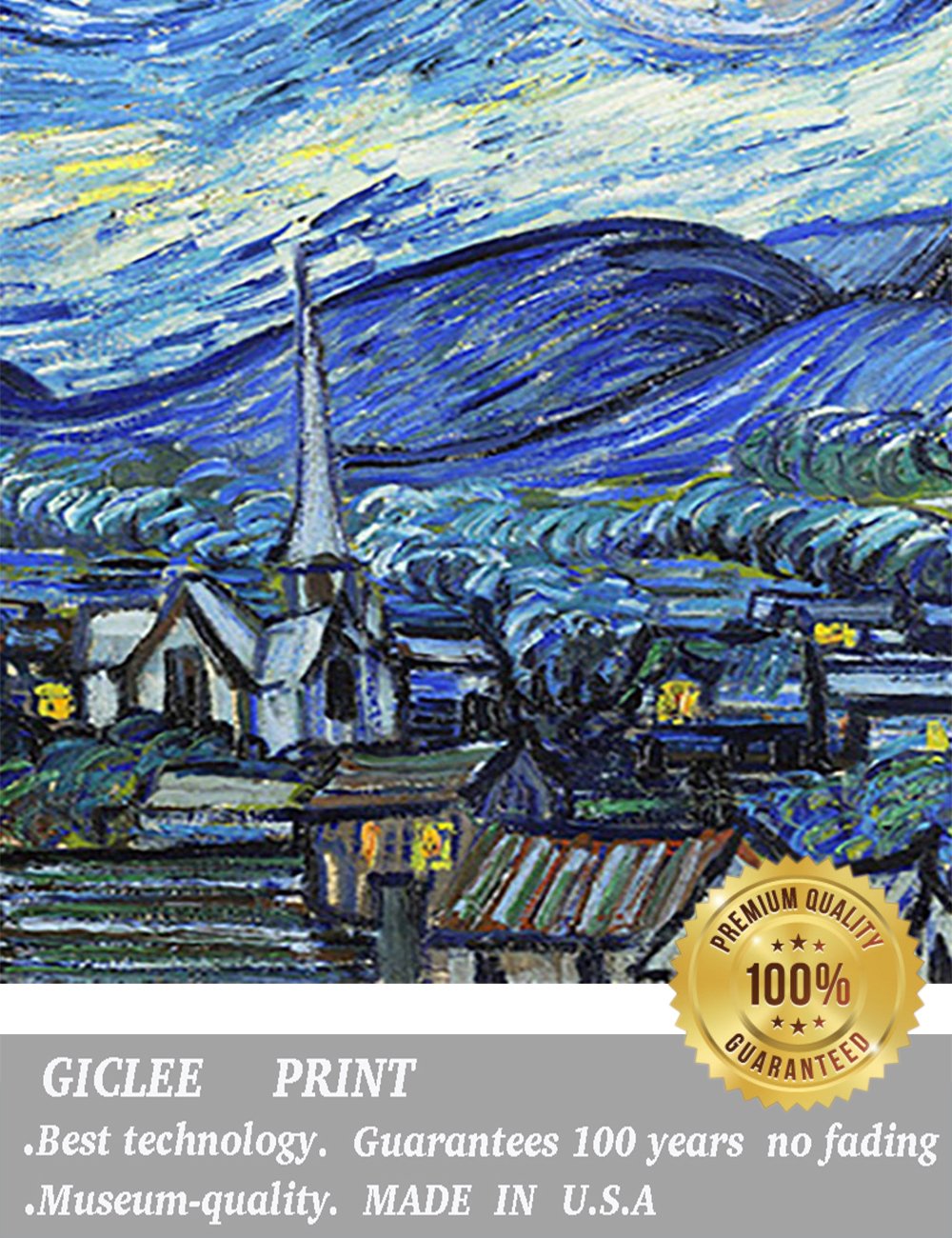 ELITEART Vincent Van Gogh Starry Night Oil Painting Reproduction - Giclee Canvas Wall Art Print, Framed 25x29 Inches - Perfect for Living Room, Bedroom & Office Decor