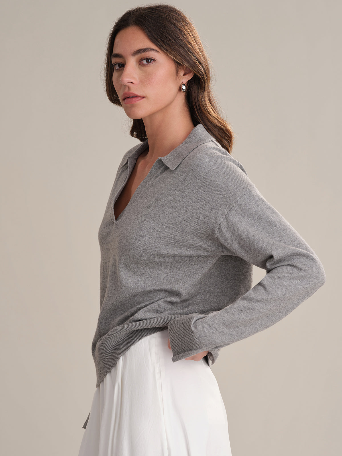 Women's V-Neck Cotton Pullover Sweater - Soft & Comfortable Casual Knit Top for Everyday Wear | Perfect for Office, Outings & Layering