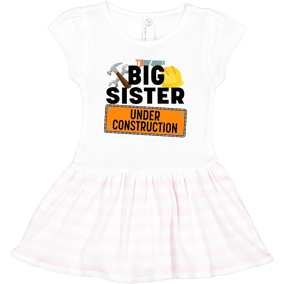 Inktastic Big Sister Under Construction Toddler Dress - Cute Baby Girl Outfit for Sibling Bonding & Family Photos