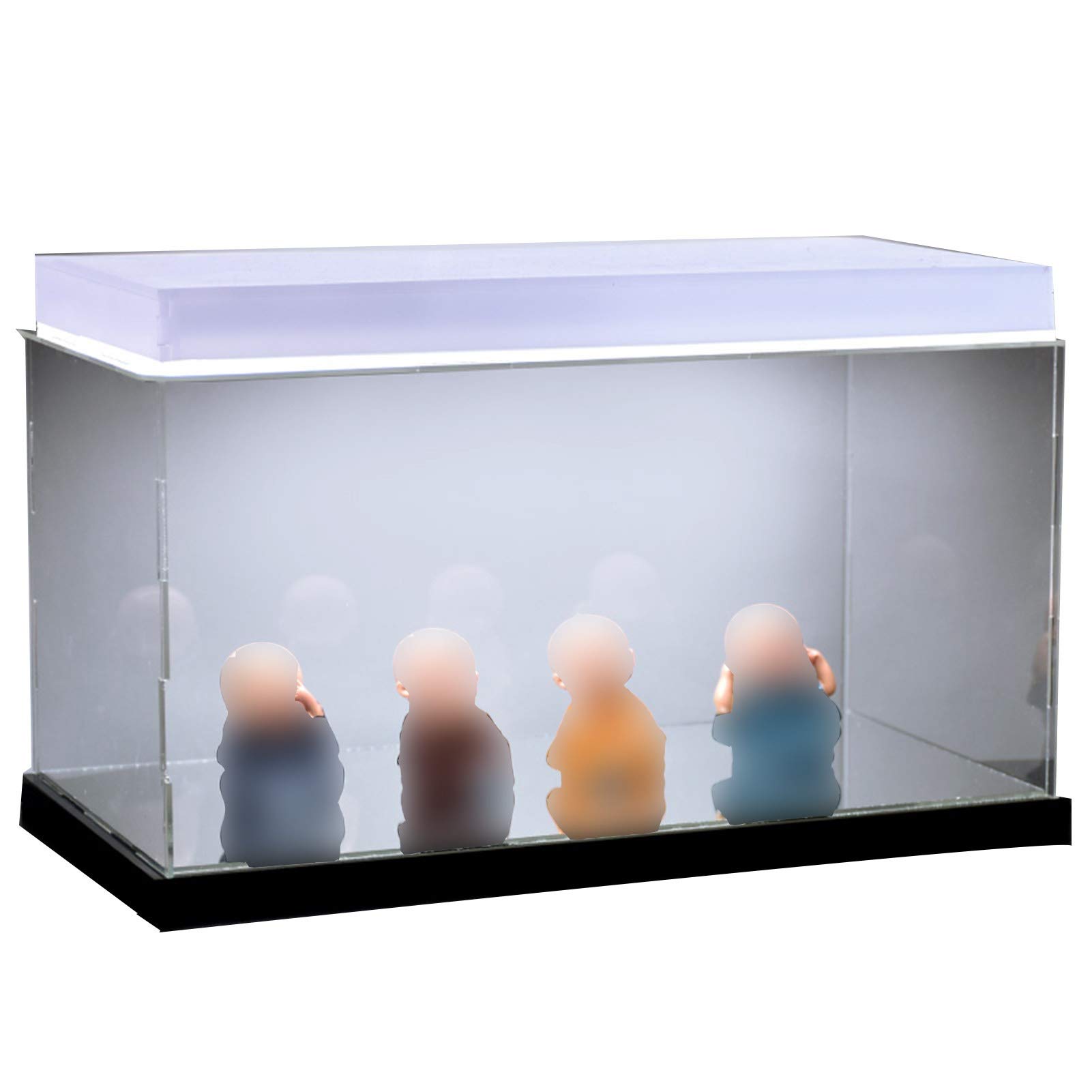 YANJINGYJ Clear Acrylic Display Case with LED Light - 38x35x36cm Transparent Showcase Box for Toys, Models & Collectibles - Perfect for Store Displays, Home Decor & Exhibition Showcases