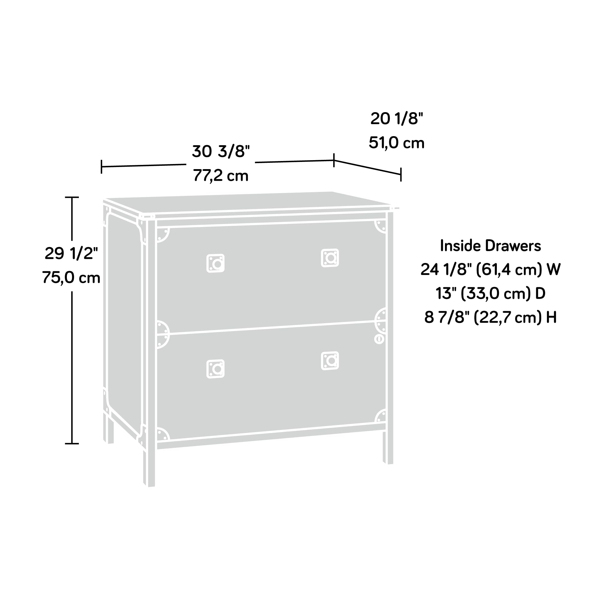 Sauder Steel River Lateral File Cabinet - Carbon Oak Finish - Office Storage Solution for Documents & Files