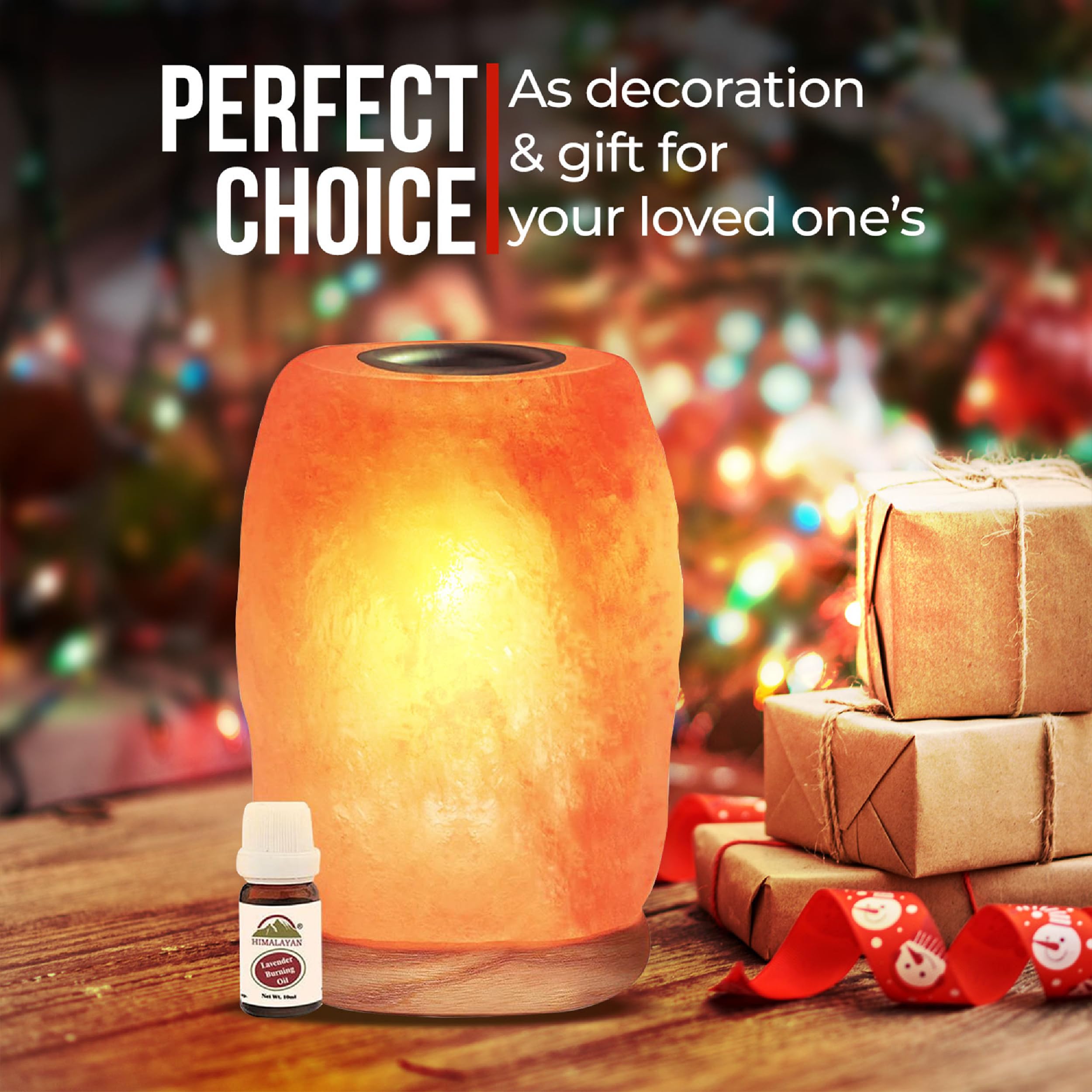 Himalayan Glow Natural Salt Lamp with Essential Oil Diffuser & USB Charging - Warm Amber LED Night Light for Home, Office, Bedroom, Yoga & Meditation Room - Perfect for Relaxation, Stress Relief & Aromatherapy