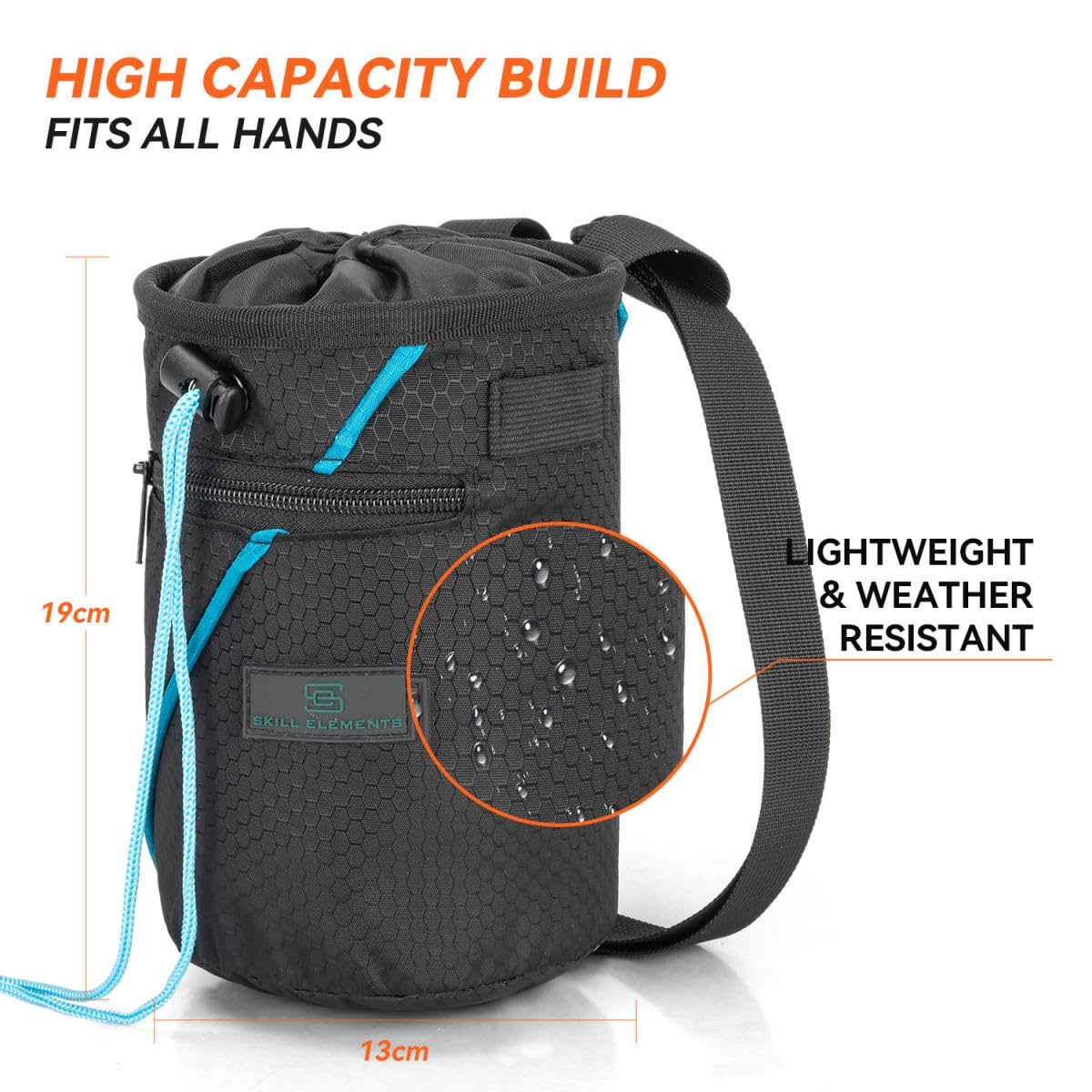 Premium Chalk Bag for Rock Climbing & Bouldering - Durable Chalk Bucket with 2 Large Zippered Pockets | Perfect for Indoor Climbing Gyms & Outdoor Adventures