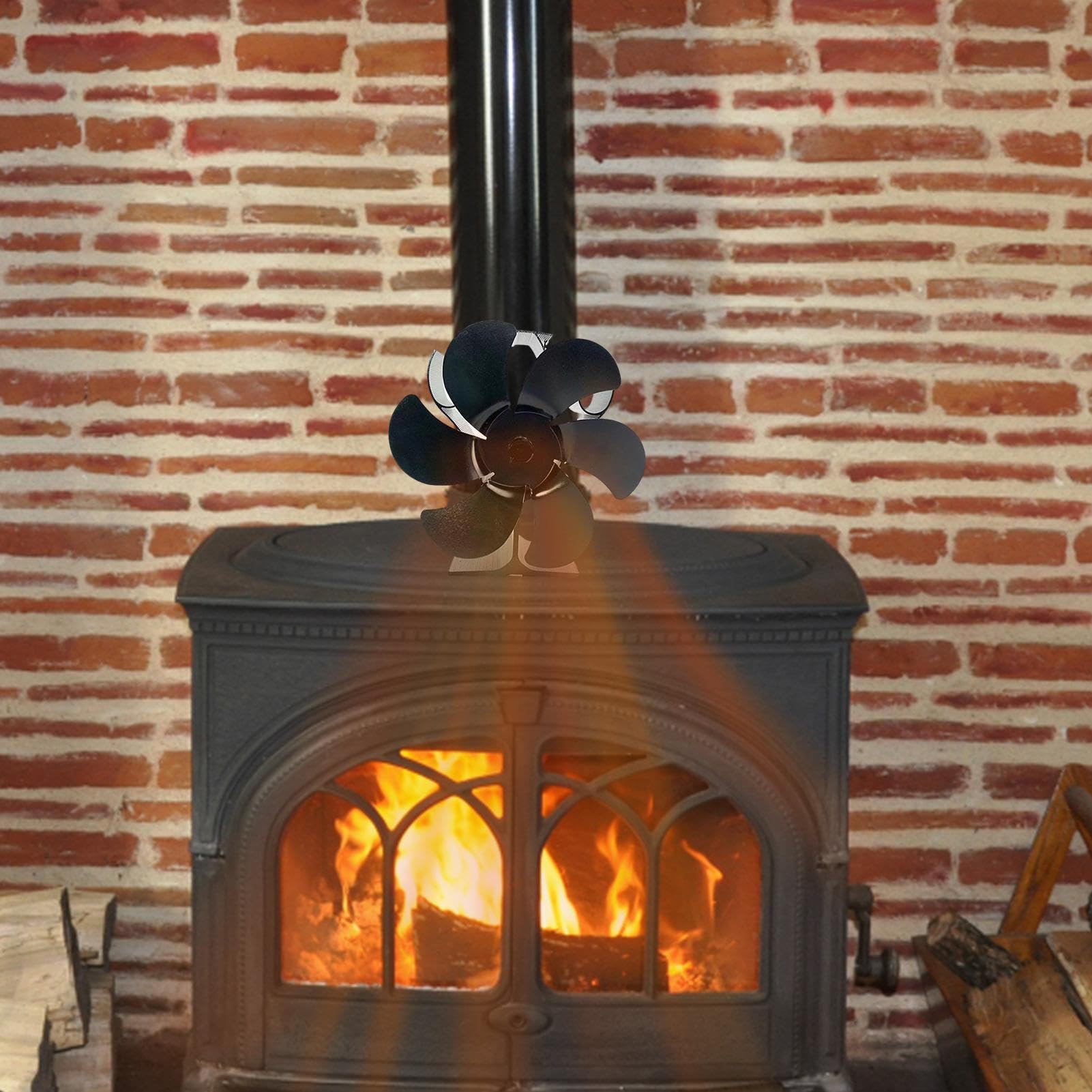 Tosier 6-Blade Silent Fireplace Fan - Heat Powered, Non-Electric Eco-Friendly Stove Fan for Wood Burning Stoves & Heaters | Efficient Heat Circulation for Cozy Home Heating