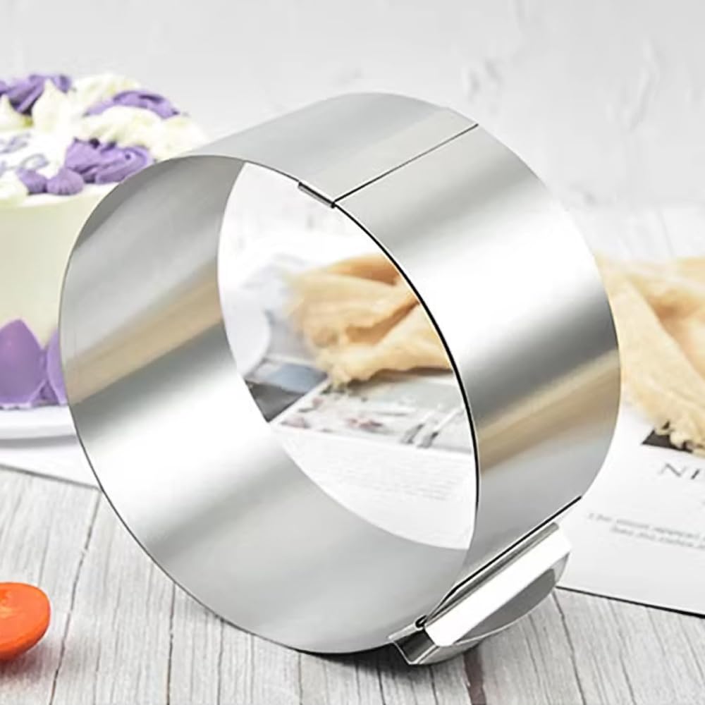 Premium Stainless Steel Cake Rings & Clear Acetate Collar Set - Adjustable 6-12 Inch Round Mousse Molds for Professional Baking - Includes 5.5