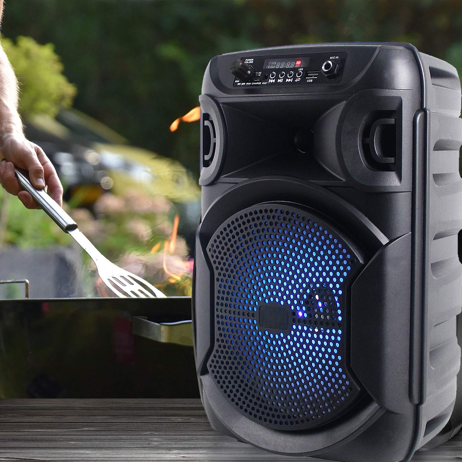 Technical Pro 8 Inch Portable 800W Bluetooth Speaker with Woofer & Tweeter - Wireless PA System with LED Lights, Bluetooth/USB/SD Card Support, TWS for Dual Speaker Setup | Perfect for Outdoor Parties, Festivals & Home Entertainment