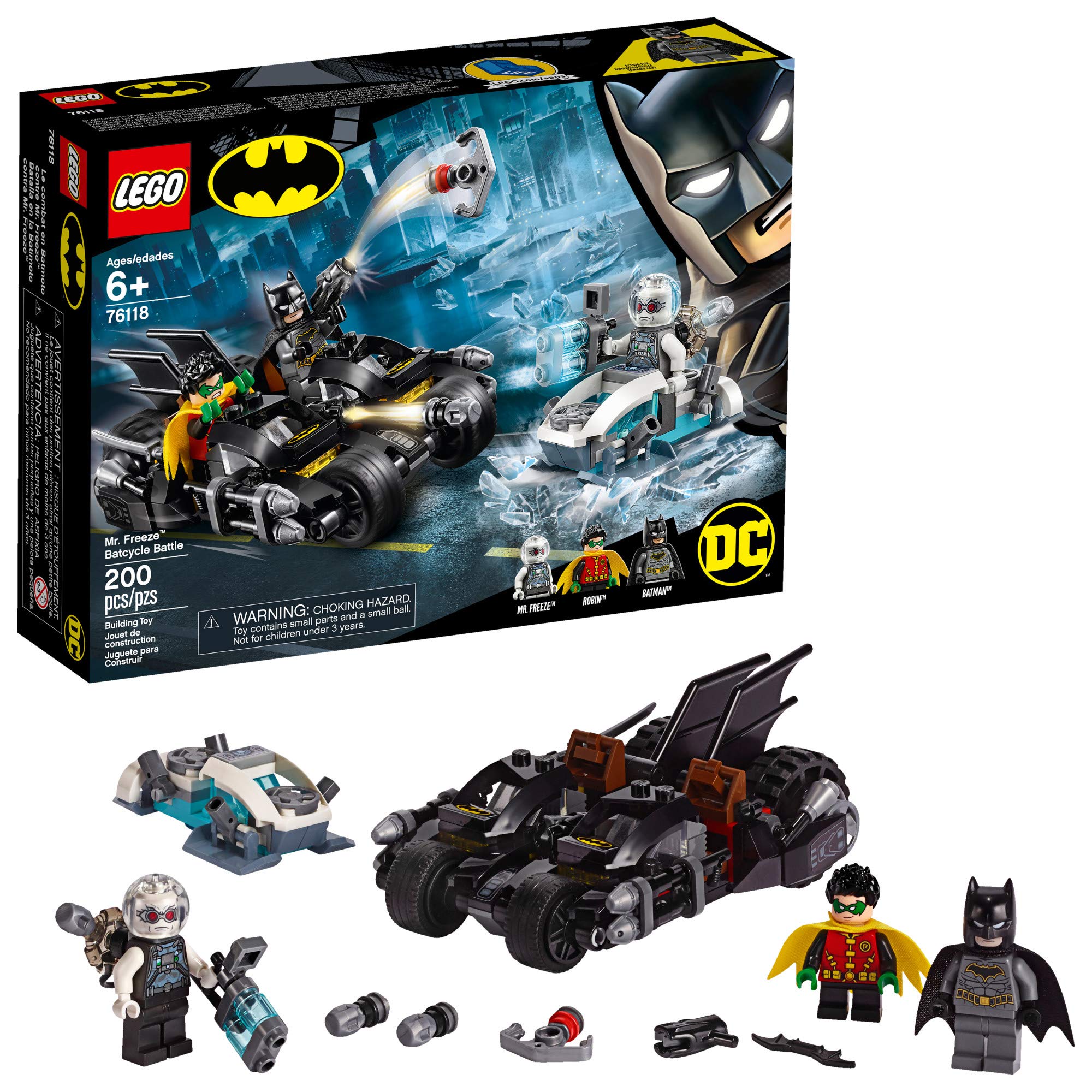 LEGO DC Batman Mr. Freeze Batcycle Battle Building Kit (76118) - 200 Pieces Superhero Toy Set for Kids, Creative Play & Collectible Display | Perfect for Birthday Gifts & Batman Fans