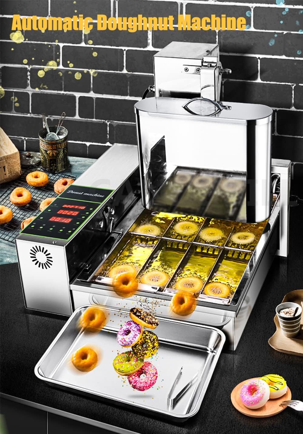 Automatic Digital Donut Fryer Machine - Commercial Mini Donut Maker with Adjustable Thickness, 5.5L Stainless Steel Hopper (1750 Donuts/Hour) - Perfect for Bakeries, Cafes, Food Trucks & Home Use