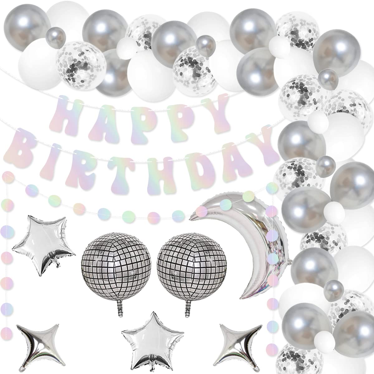 Retro 60s 70s Disco Birthday Party Decorations Set - Iridescent Groovy Boogie Theme for Happy Birthday Celebrations | Perfect for Themed Parties, Dance Events & Nostalgic Decor