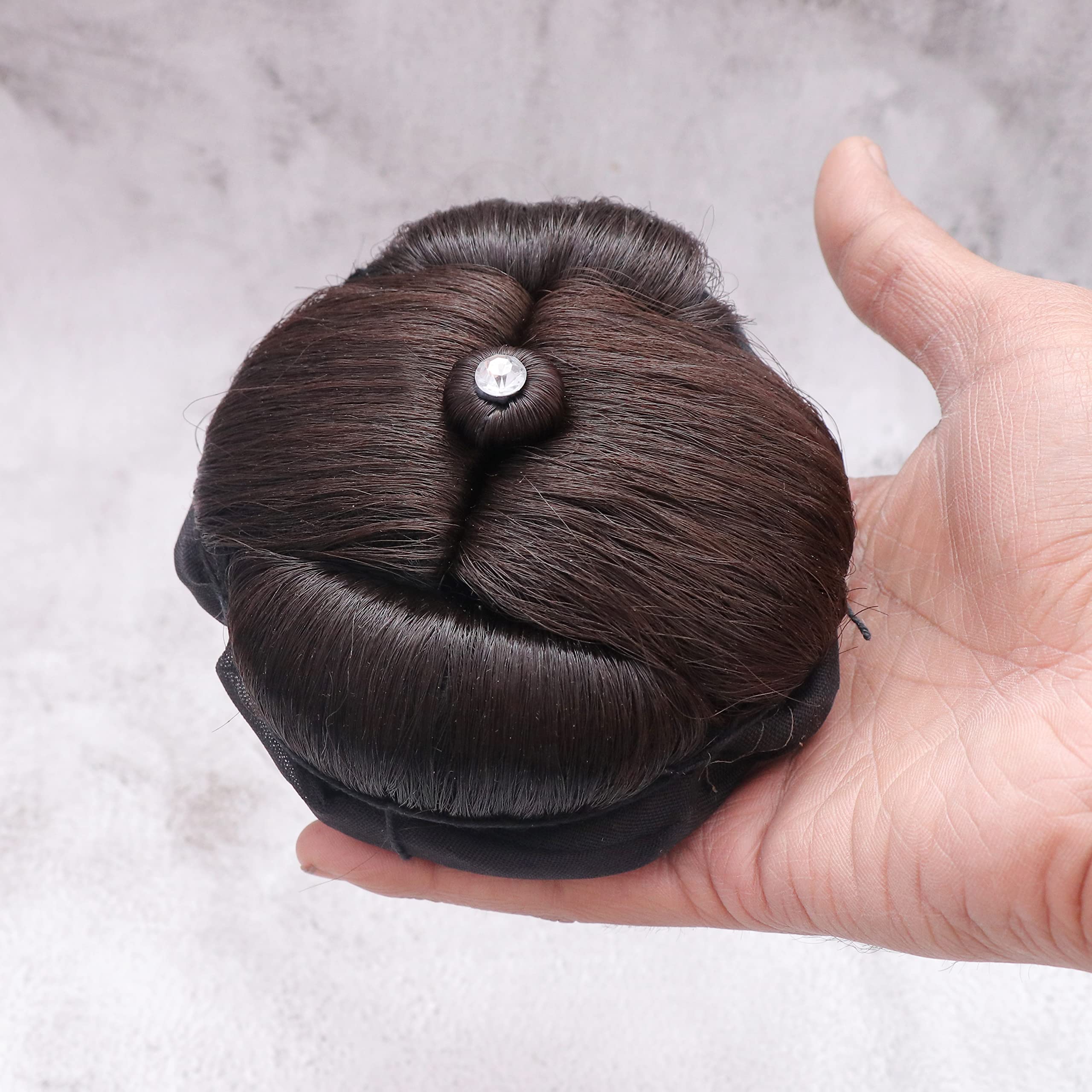 Honbon Hair Extension Plain Juda with Stone Work for Bun Decorations | Artificial Juda for Brides & Women | Perfect for Weddings, Parties & Special Occasions