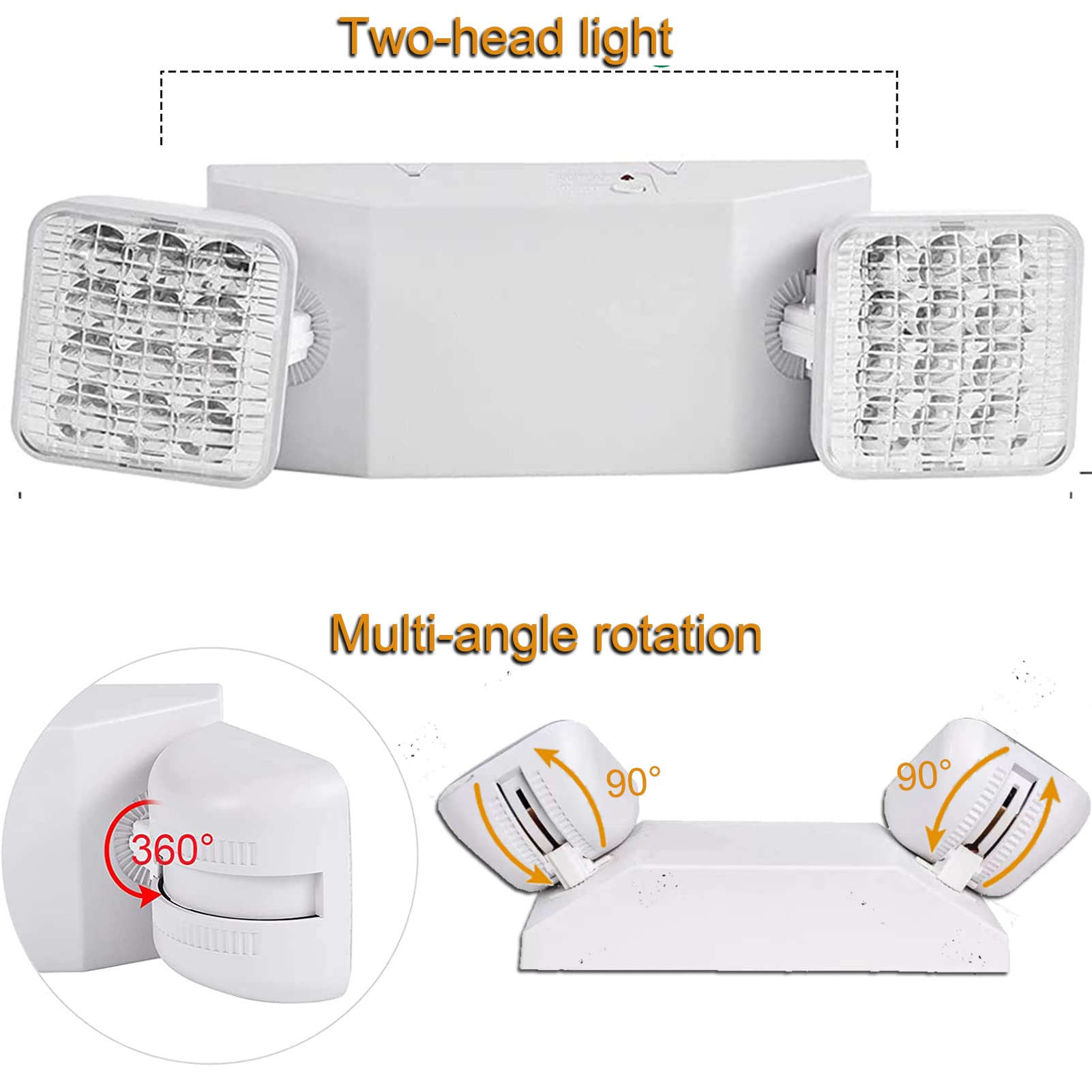 24 Pack LED Emergency Lights with Battery Backup - Dual Head Commercial Emergency Lighting for Home, Business, Hallway & Exit - AC110V/277V - Ideal for Power Outages & Emergency Situations