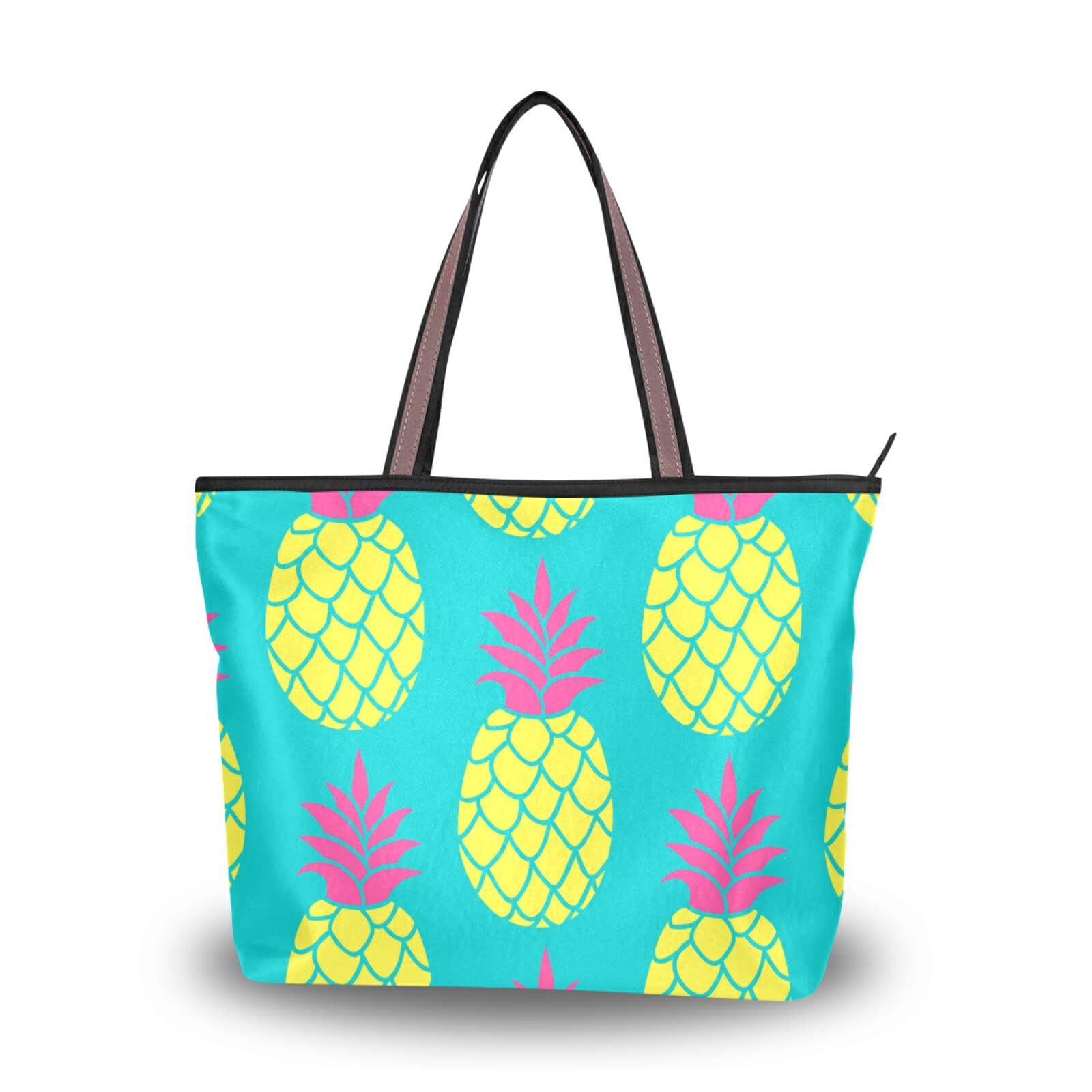 Trendy Pineapple Print Tote Bag for Women - Reusable Shoulder Bag, Beach Bag & Travel Handbag - Perfect for Shopping, Beach Trips & Daily Use