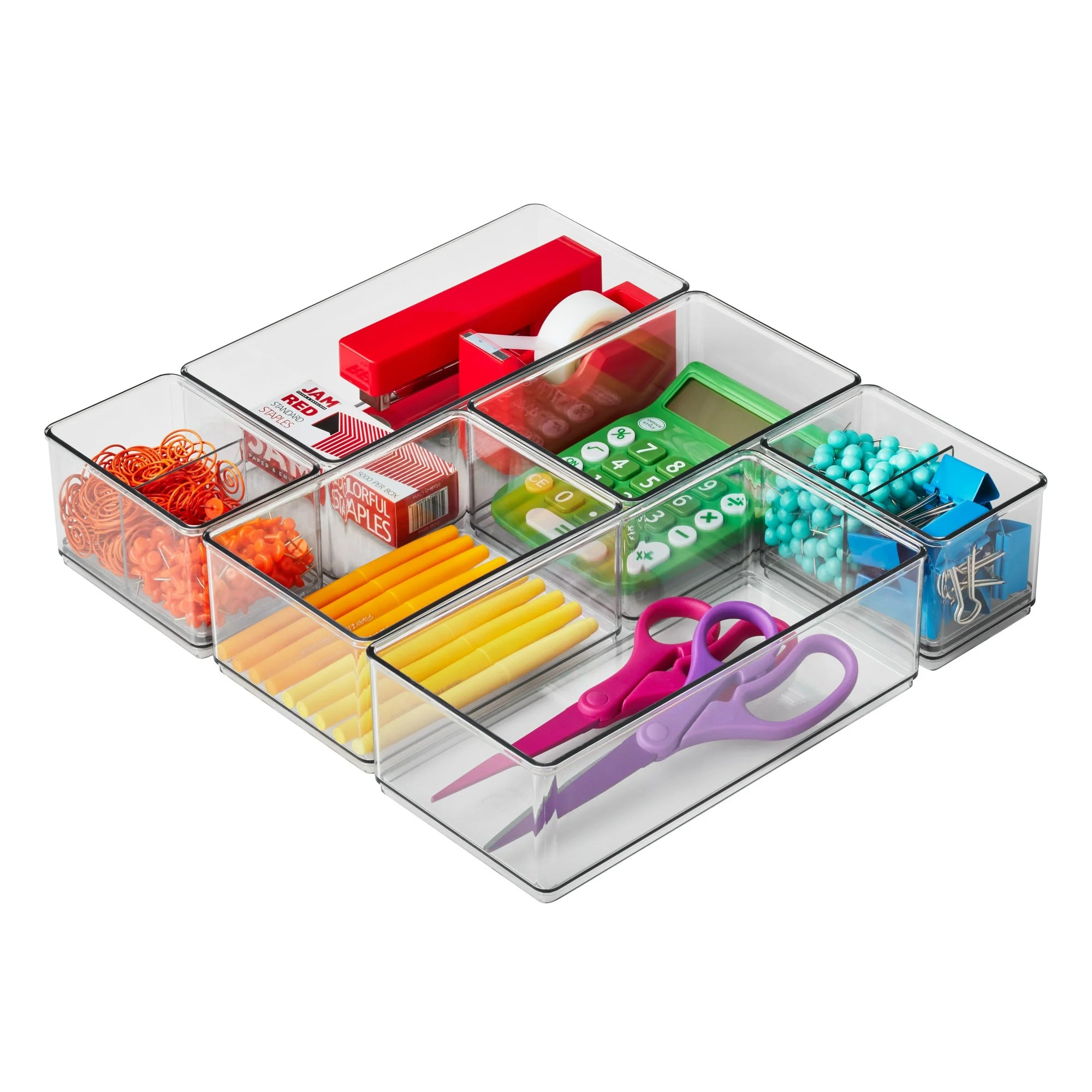 The Home Edit 6-Piece Office Drawer Organizer Set - Premium Desk Storage Solution for Pens, Paper Clips & Supplies - Perfect for Home Office, School & Workspace Organization