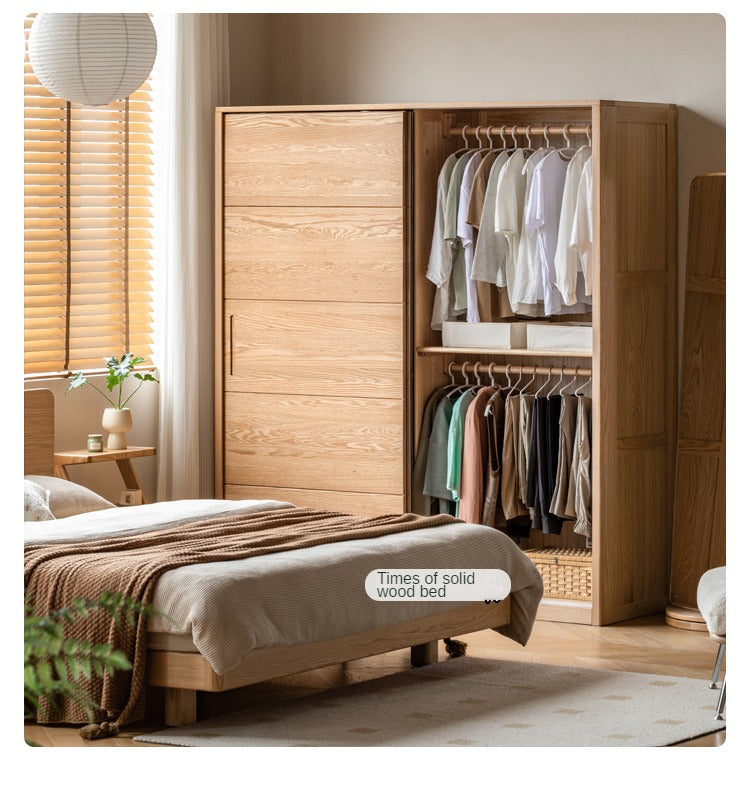 Solid Oak Wood Sliding Door Wardrobe Closet - Modern & Durable Storage for Bedroom, Living Room, or Walk-In Closet Organization