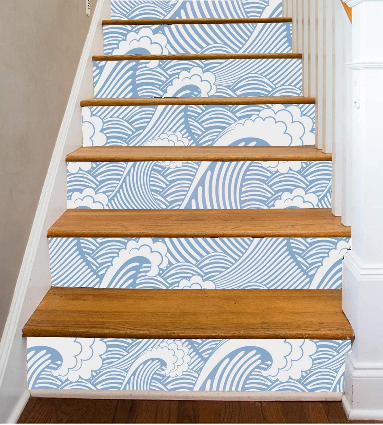 Non-Slip Adhesive Shelf Liner - Waterproof Peel & Stick Drawer Organizer for Kitchen Cabinets, Bathroom, Dresser | Sea Waves Pattern | Easy to Clean Contact Paper for Home Organization & DIY Furniture Decoration